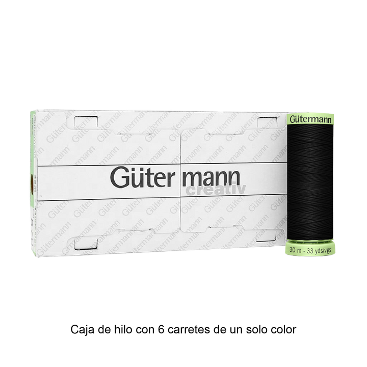 Hilo Gütermann Pespuntes de 30m caja con 6 carretes de un color