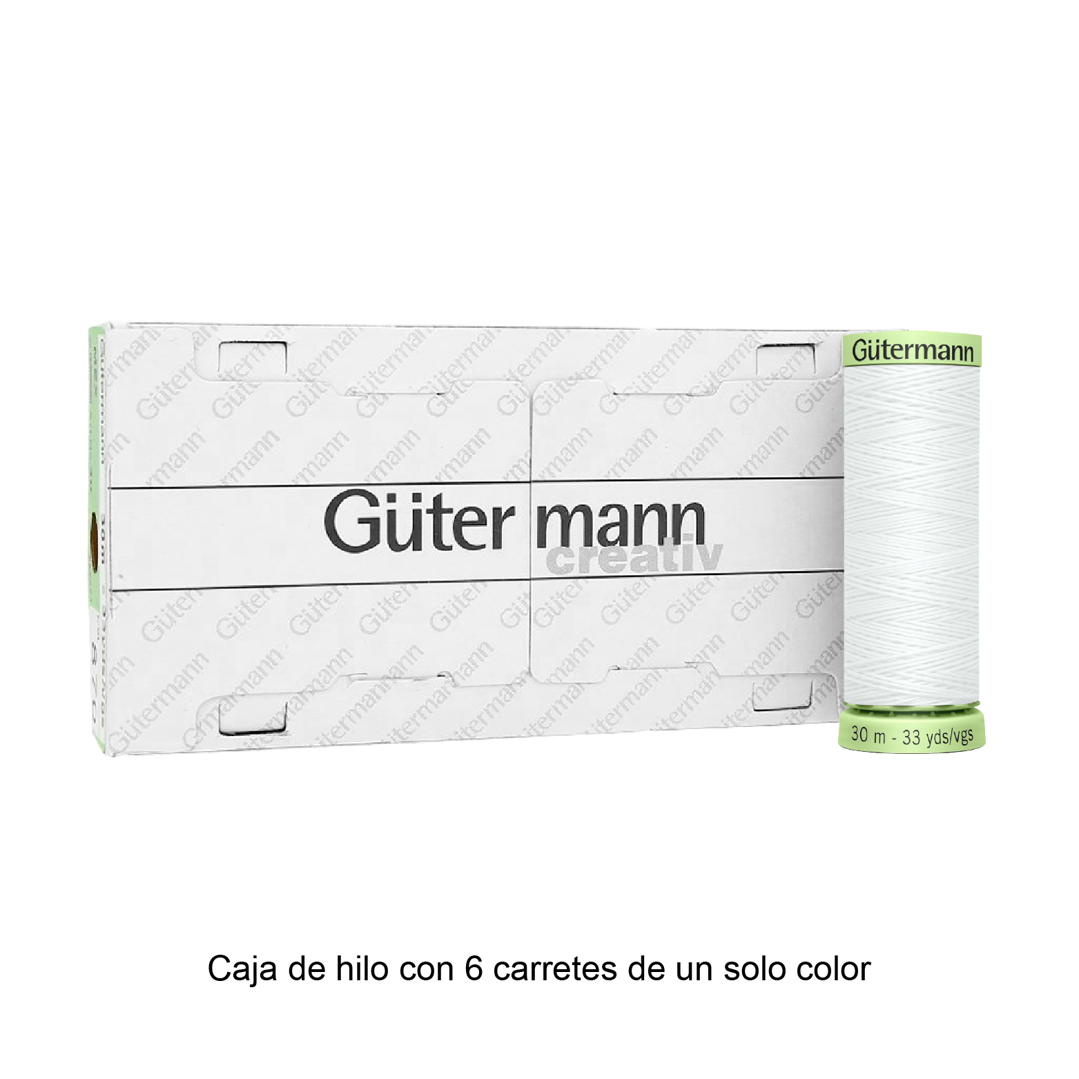 Hilo Gütermann Pespuntes de 30m caja con 6 carretes de un color