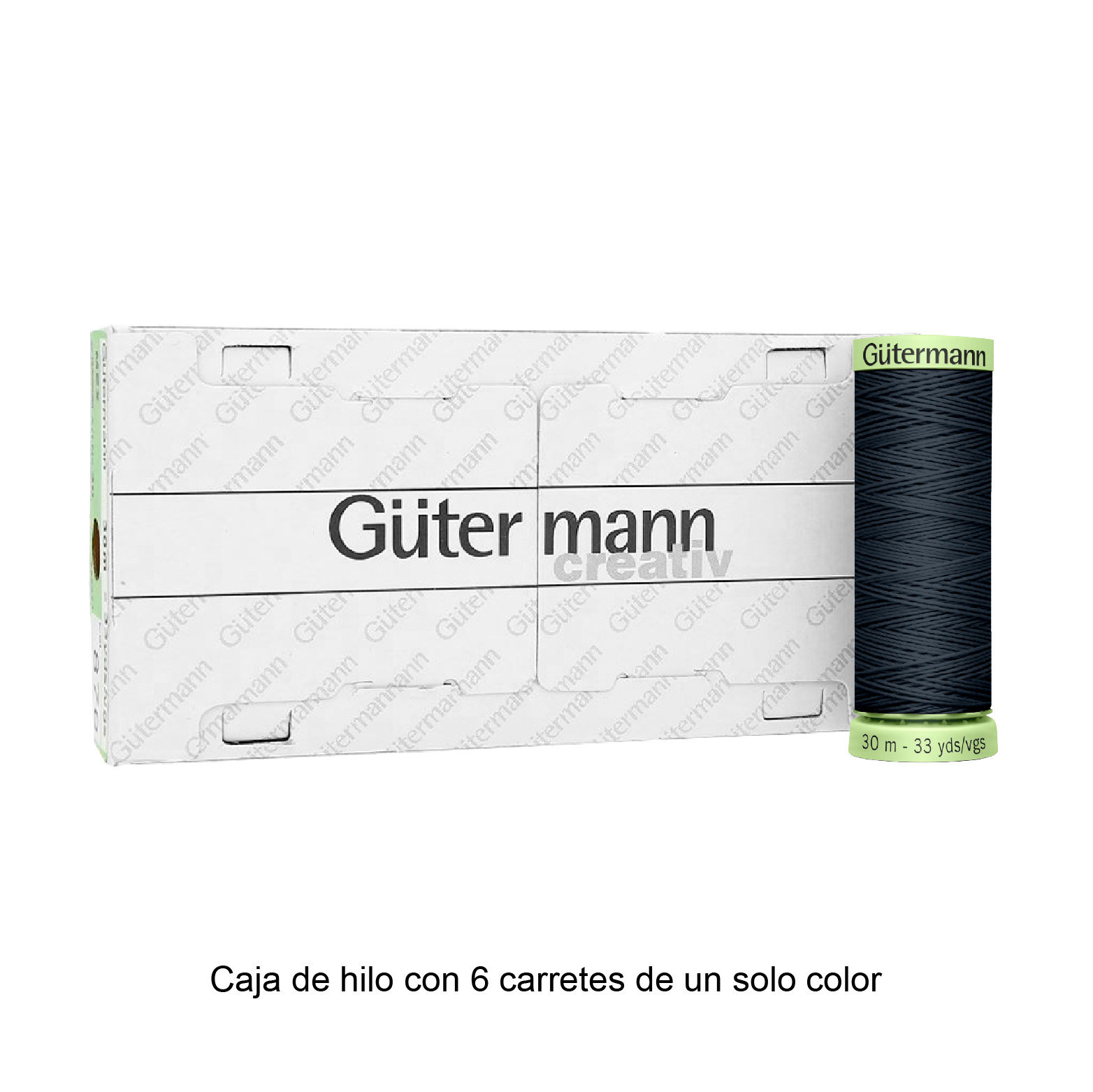 Hilo Gütermann Pespuntes de 30m caja con 6 carretes de un color