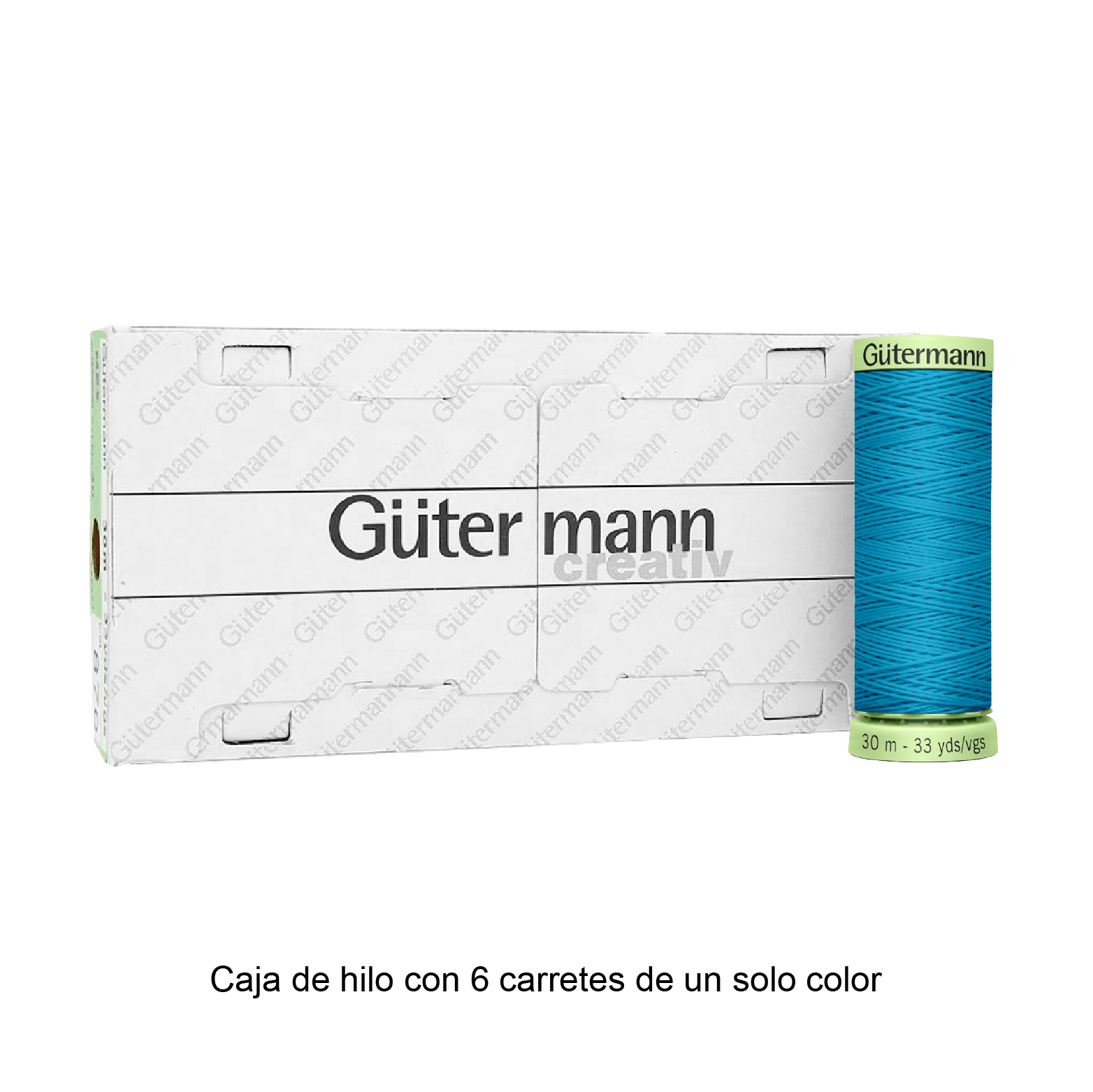 Hilo Gütermann Pespuntes de 30m caja con 6 carretes de un color