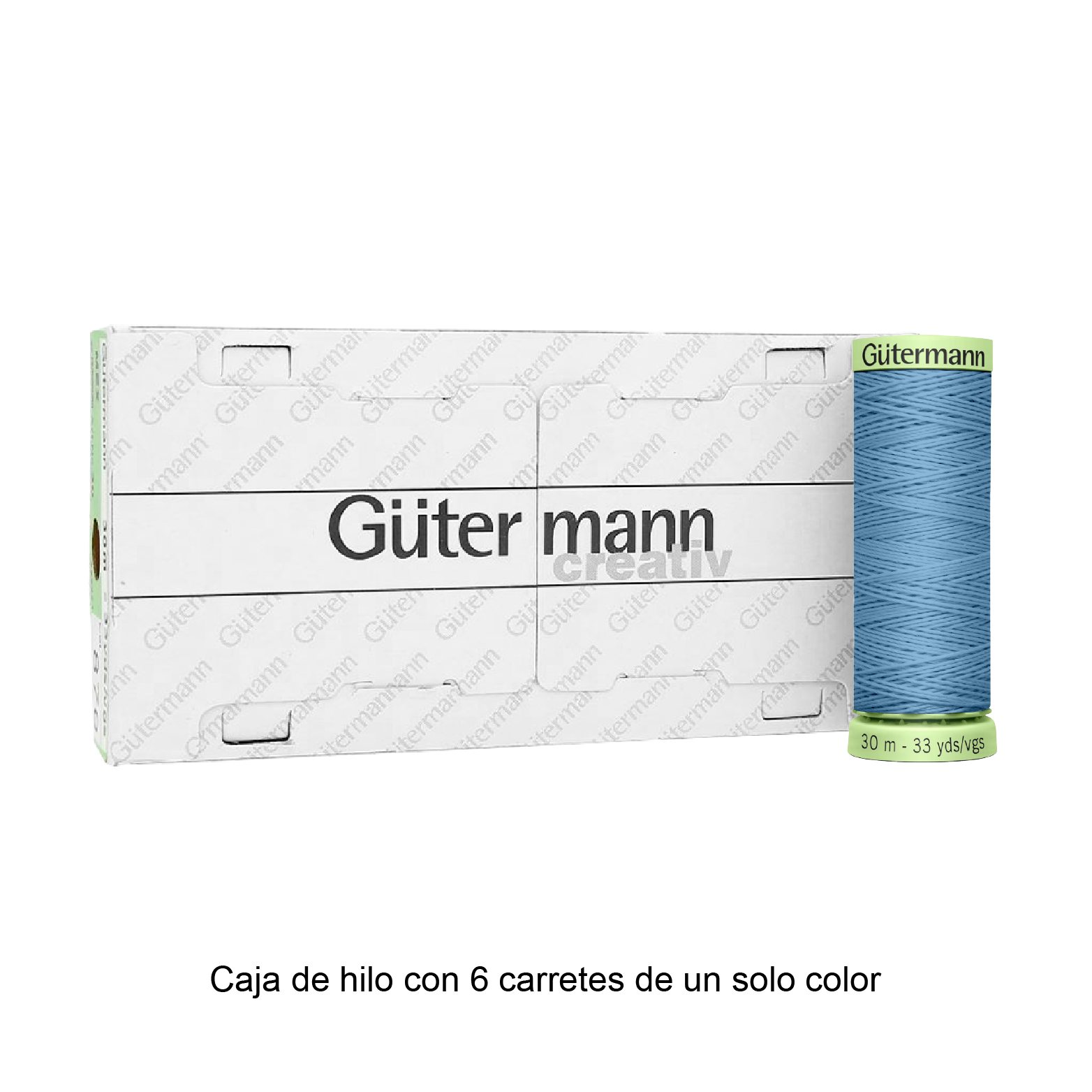 Hilo Gütermann Pespuntes de 30m caja con 6 carretes de un color