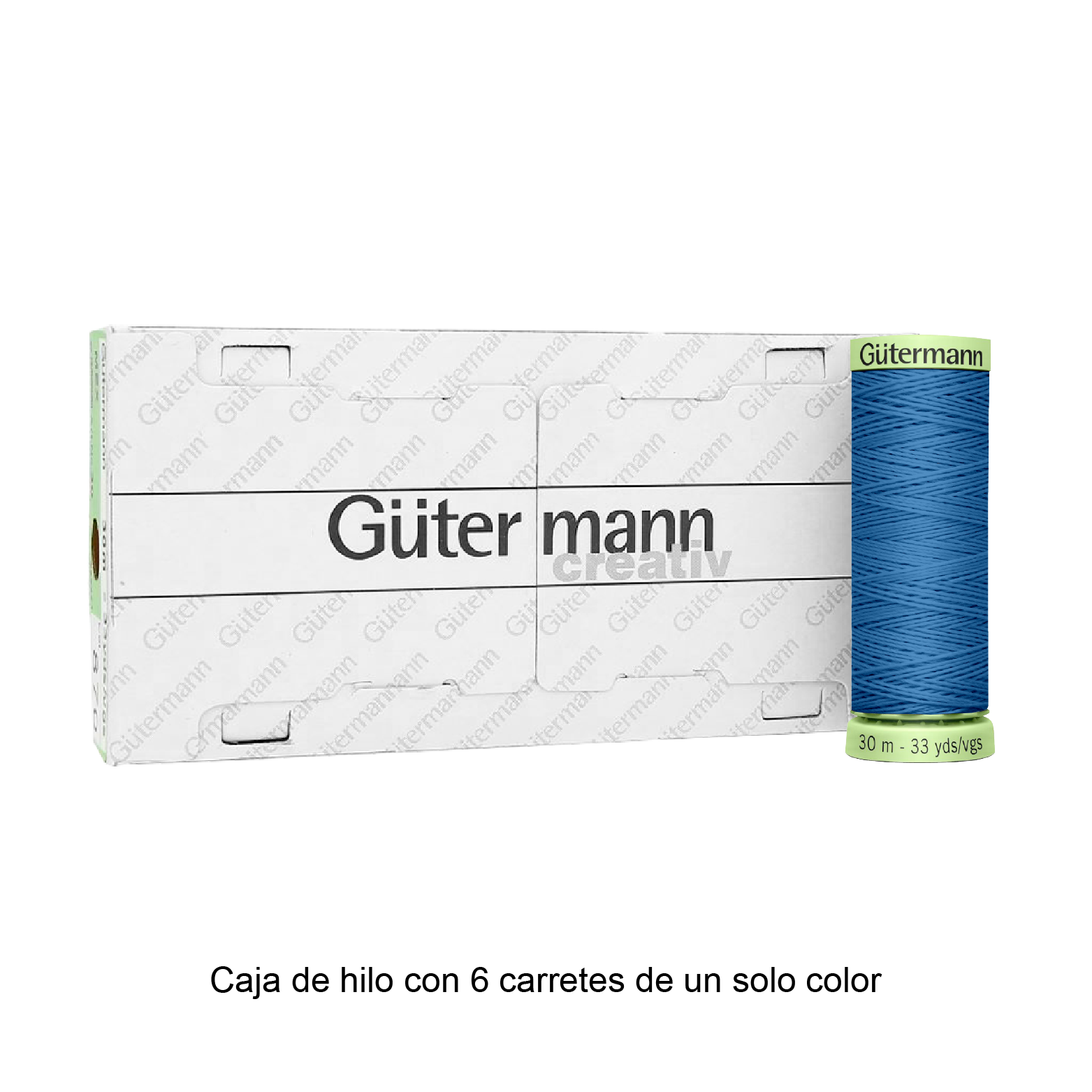 Hilo Gütermann Pespuntes de 30m caja con 6 carretes de un color
