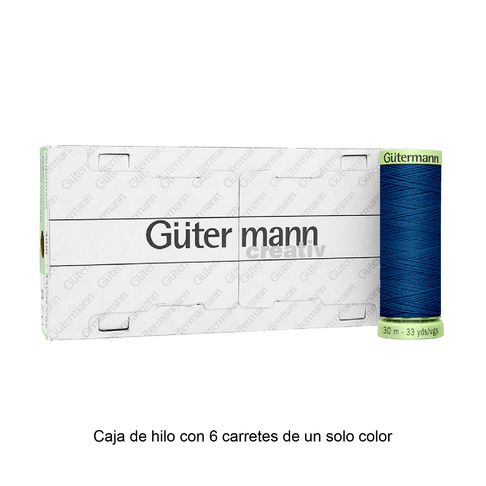 Hilo Gütermann Pespuntes de 30m caja con 6 carretes de un color