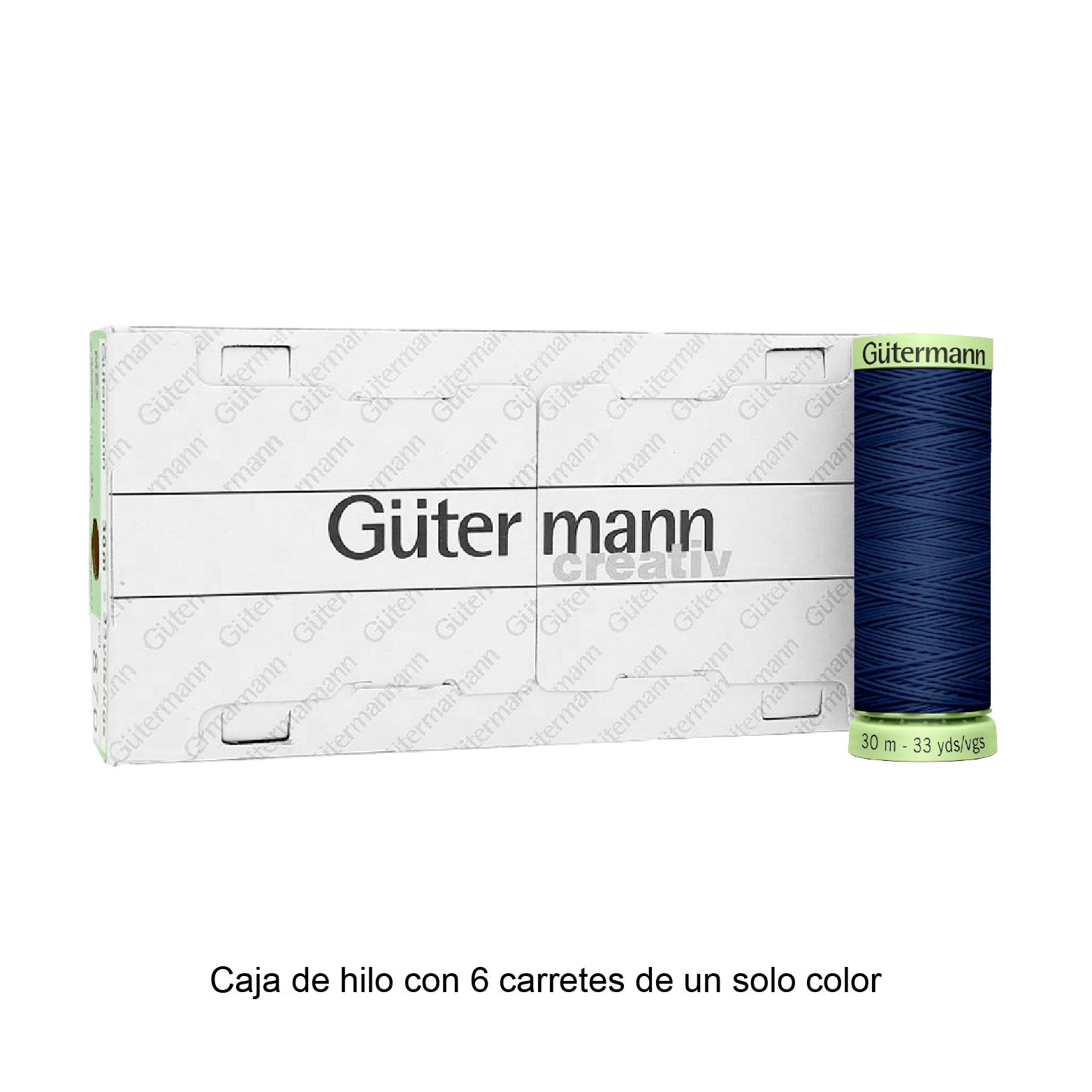 Hilo Gütermann Pespuntes de 30m caja con 6 carretes de un color