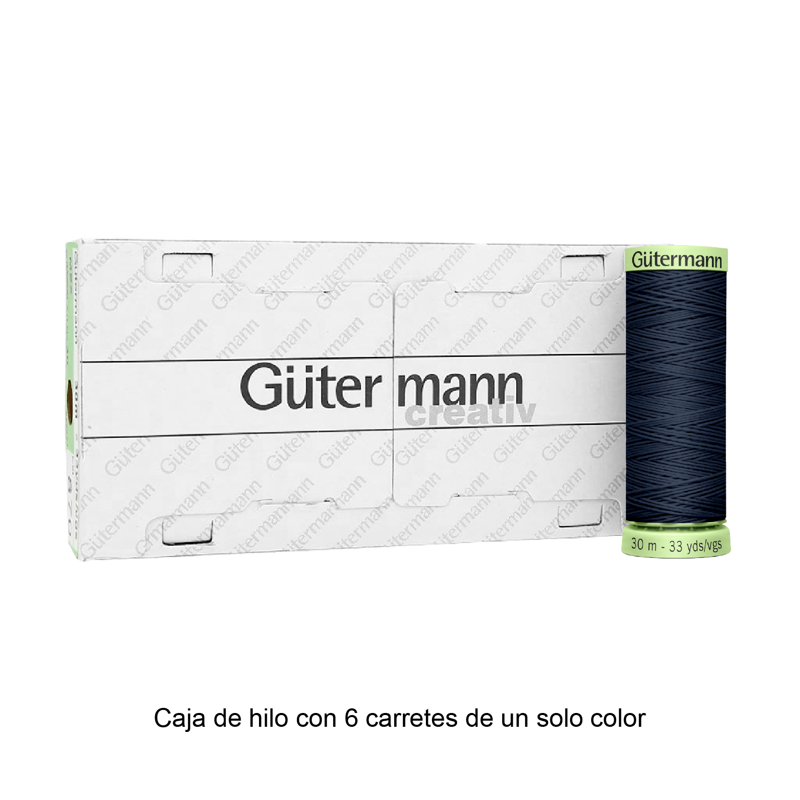 Hilo Gütermann Pespuntes de 30m caja con 6 carretes de un color