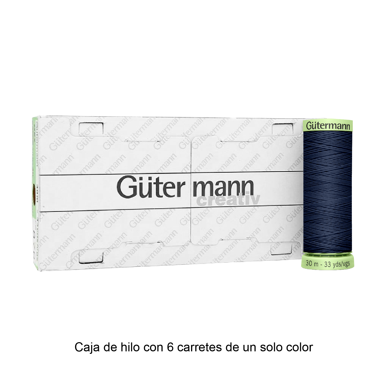 Hilo Gütermann Pespuntes de 30m caja con 6 carretes de un color