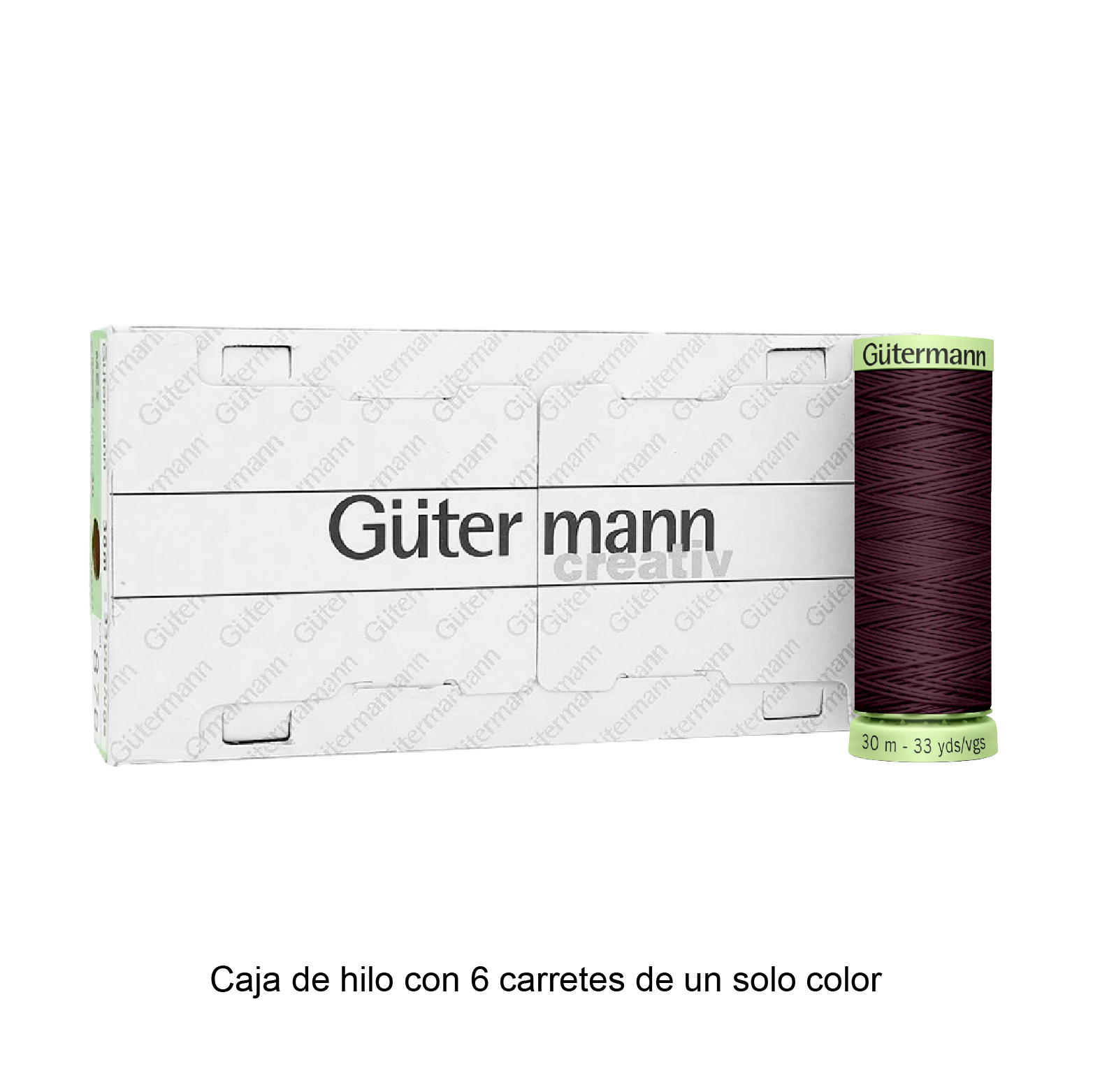 Hilo Gütermann Pespuntes de 30m caja con 6 carretes de un color