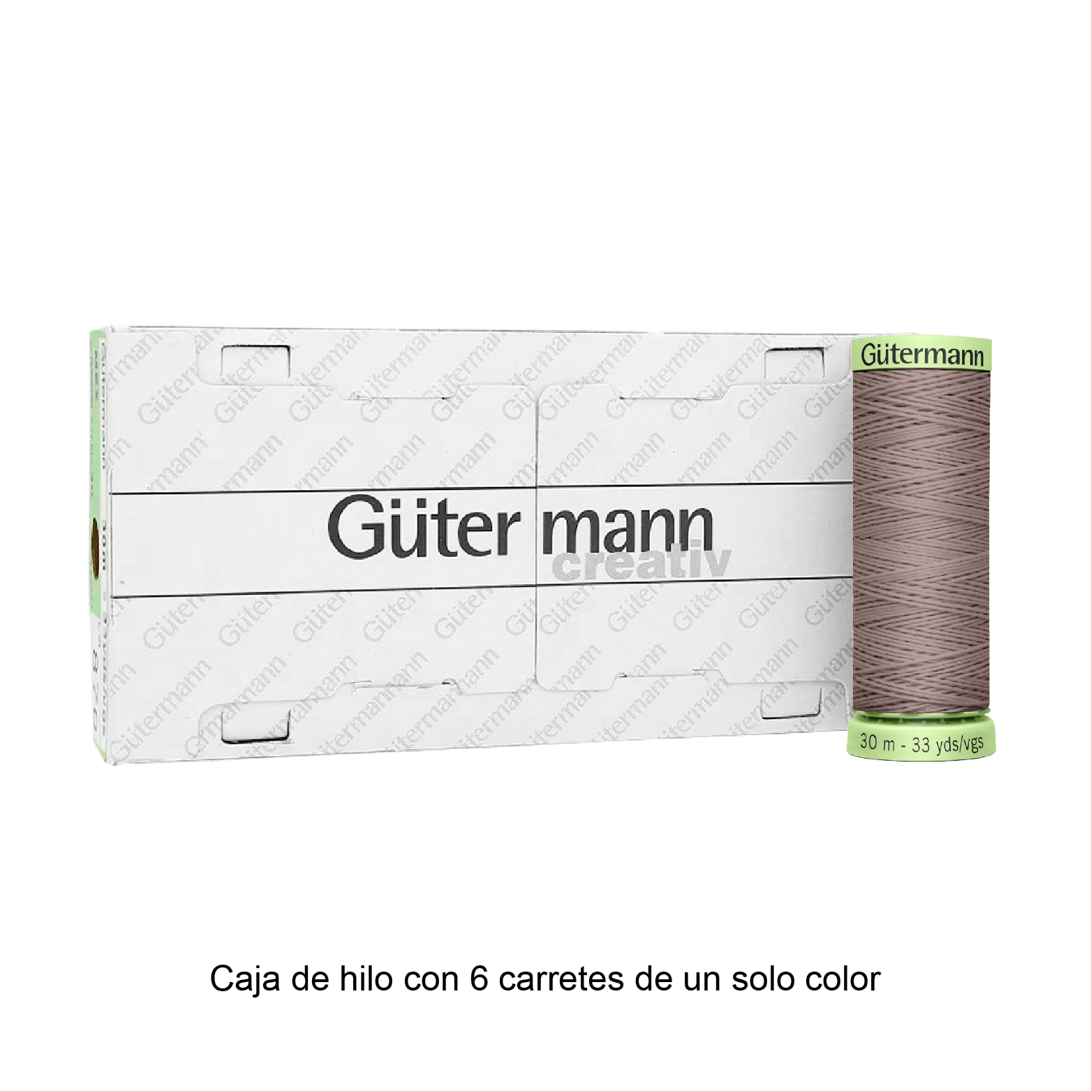 Hilo Gütermann Pespuntes de 30m caja con 6 carretes de un color
