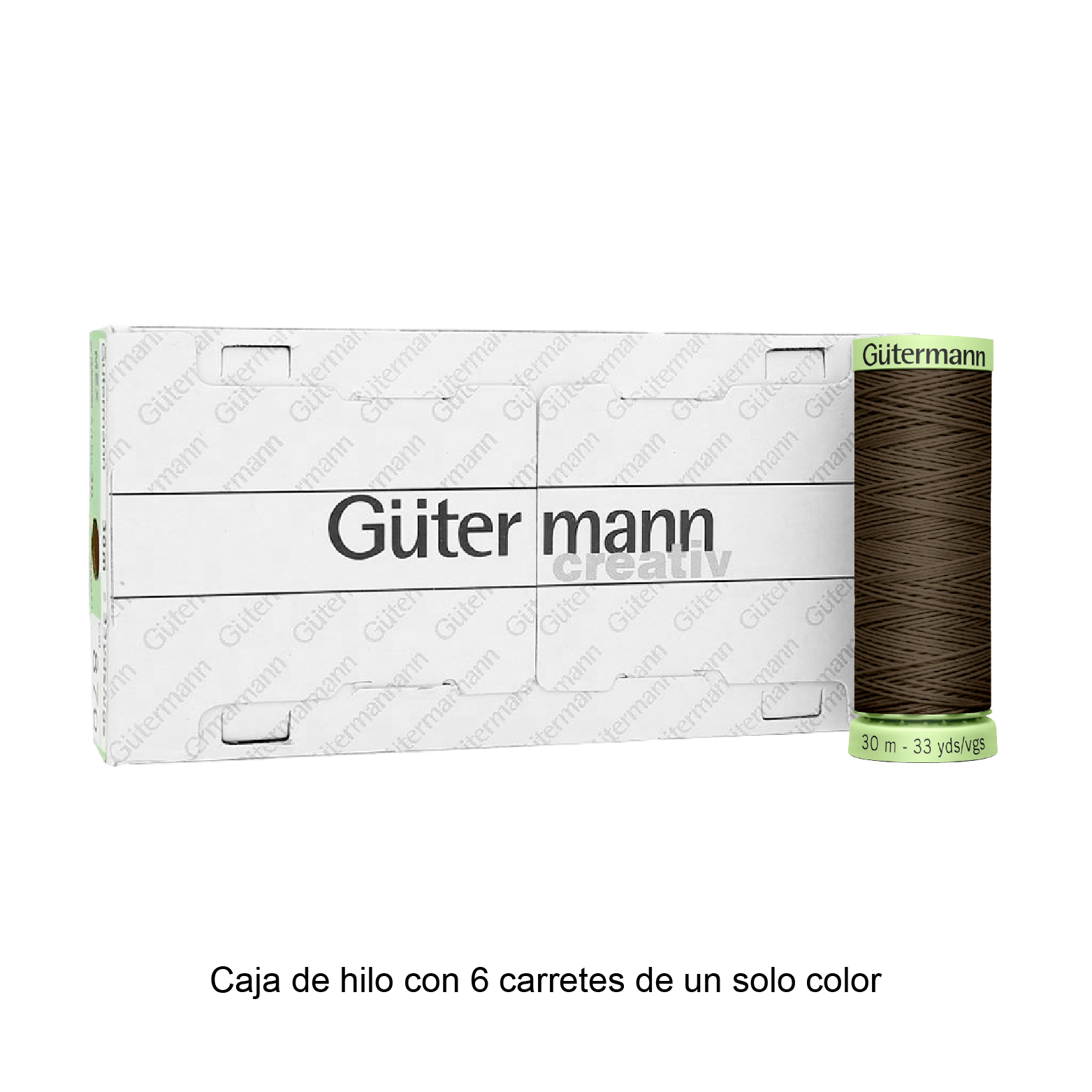 Hilo Gütermann Pespuntes de 30m caja con 6 carretes de un color