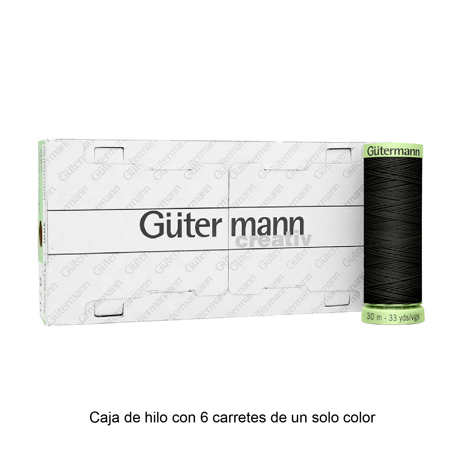Hilo Gütermann Pespuntes de 30m caja con 6 carretes de un color