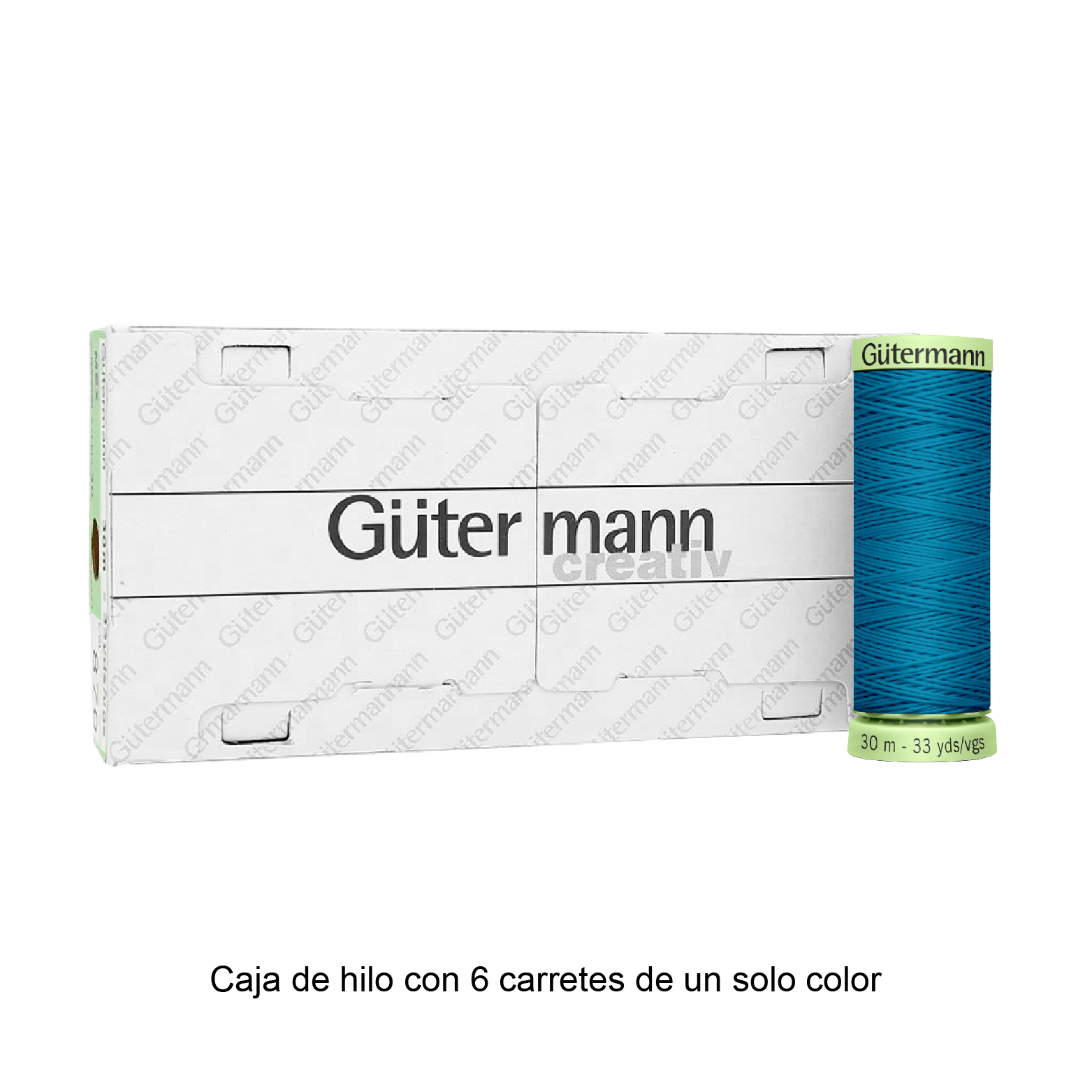 Hilo Gütermann Pespuntes de 30m caja con 6 carretes de un color