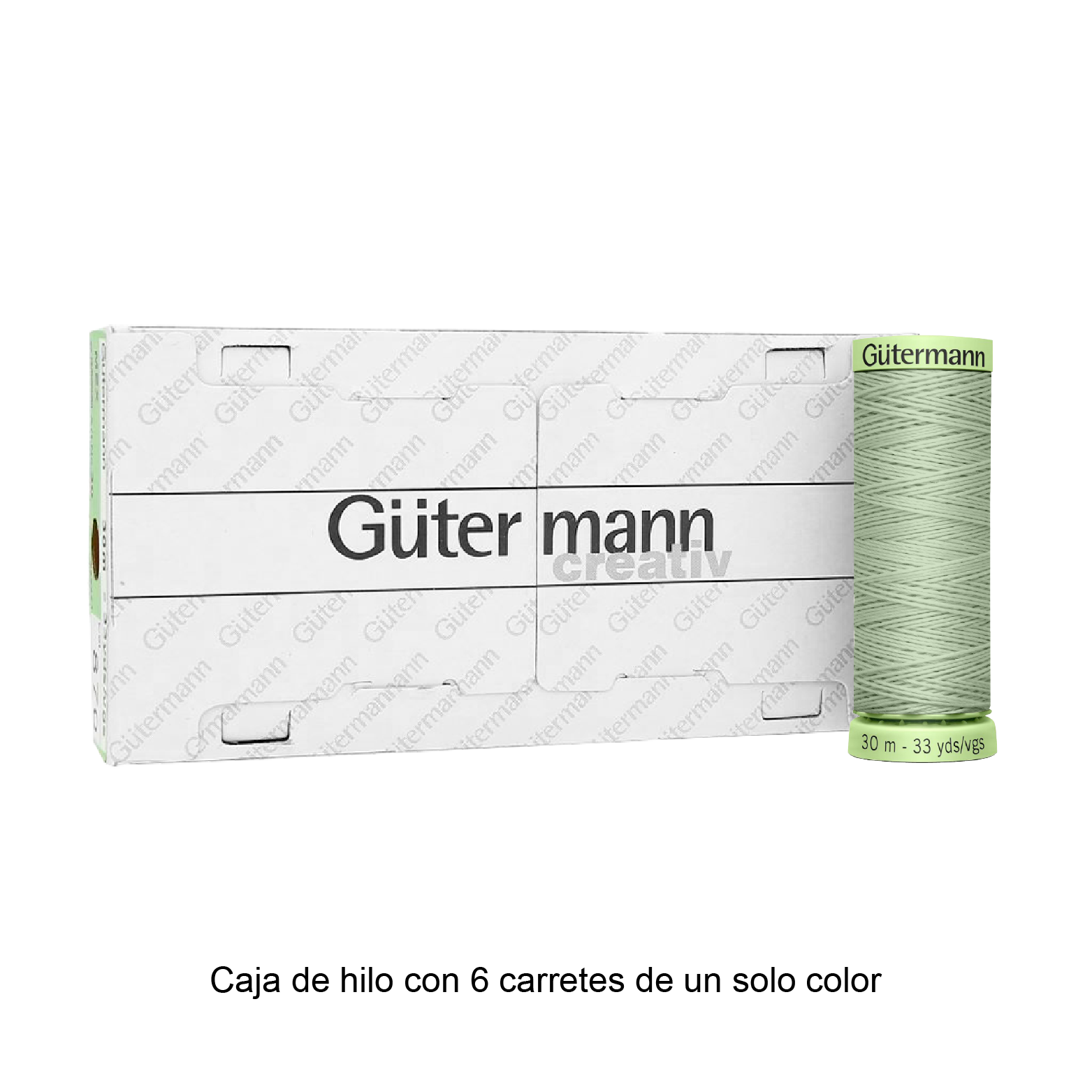Hilo Gütermann Pespuntes de 30m caja con 6 carretes de un color