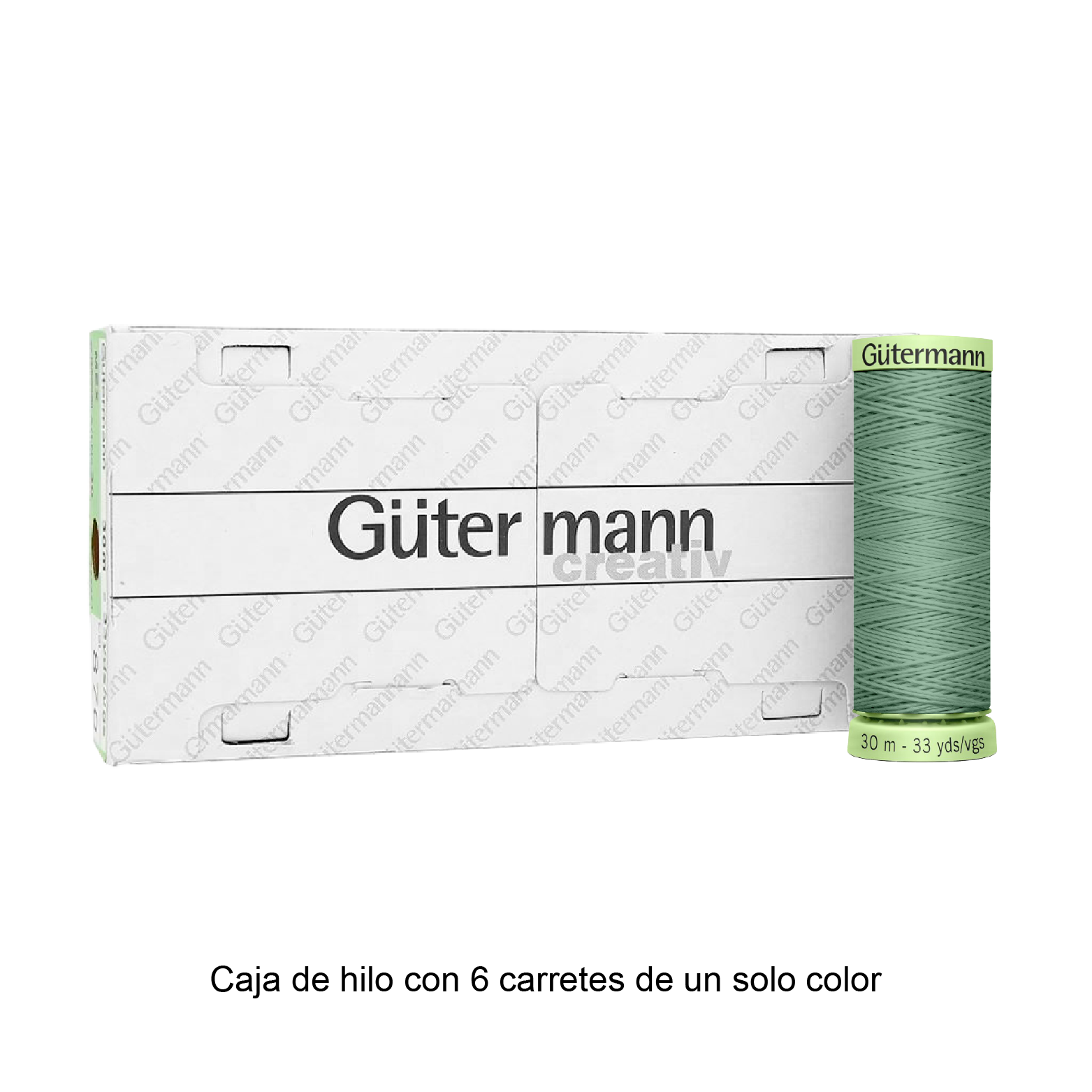 Hilo Gütermann Pespuntes de 30m caja con 6 carretes de un color
