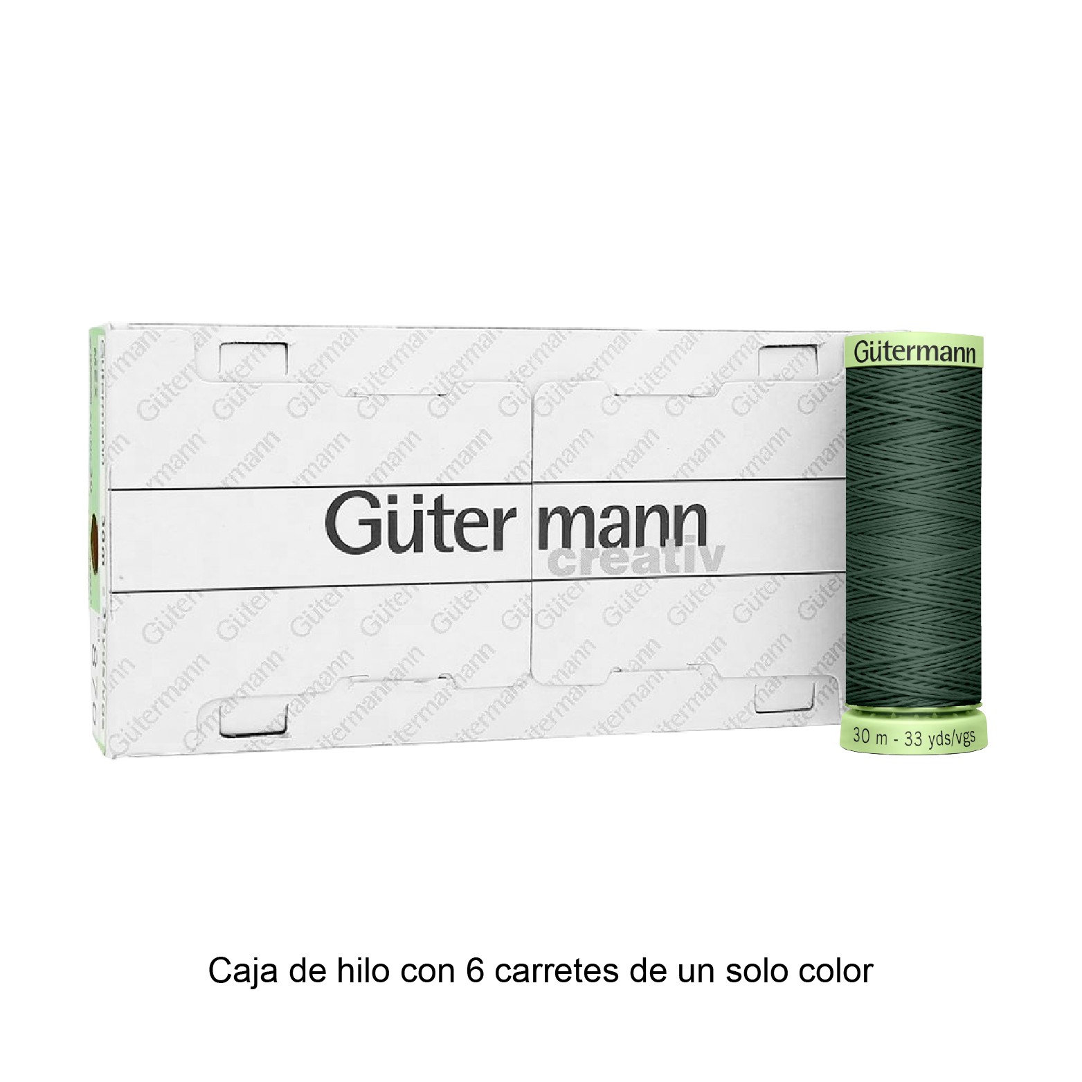 Hilo Gütermann Pespuntes de 30m caja con 6 carretes de un color