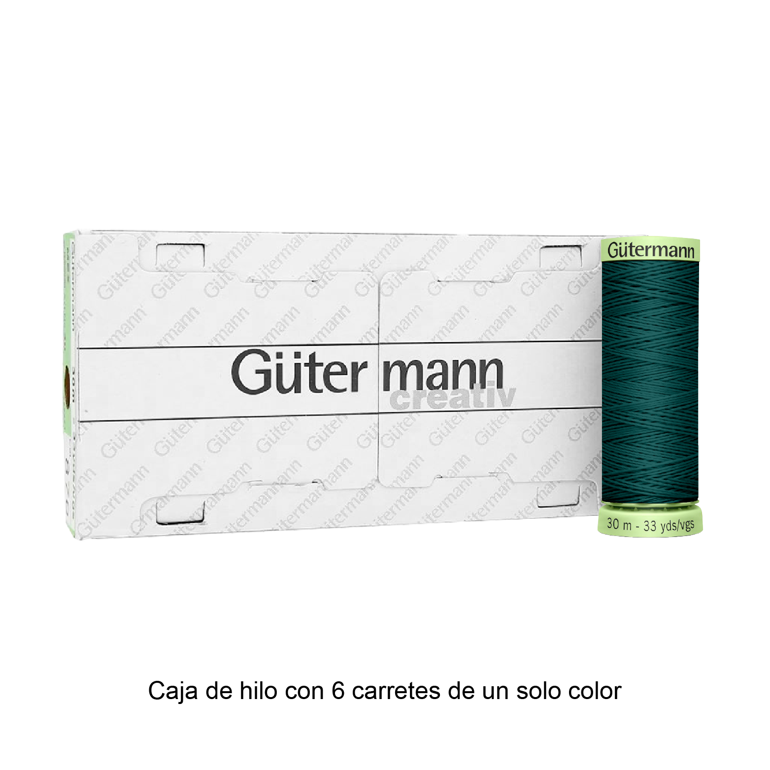 Hilo Gütermann Pespuntes de 30m caja con 6 carretes de un color