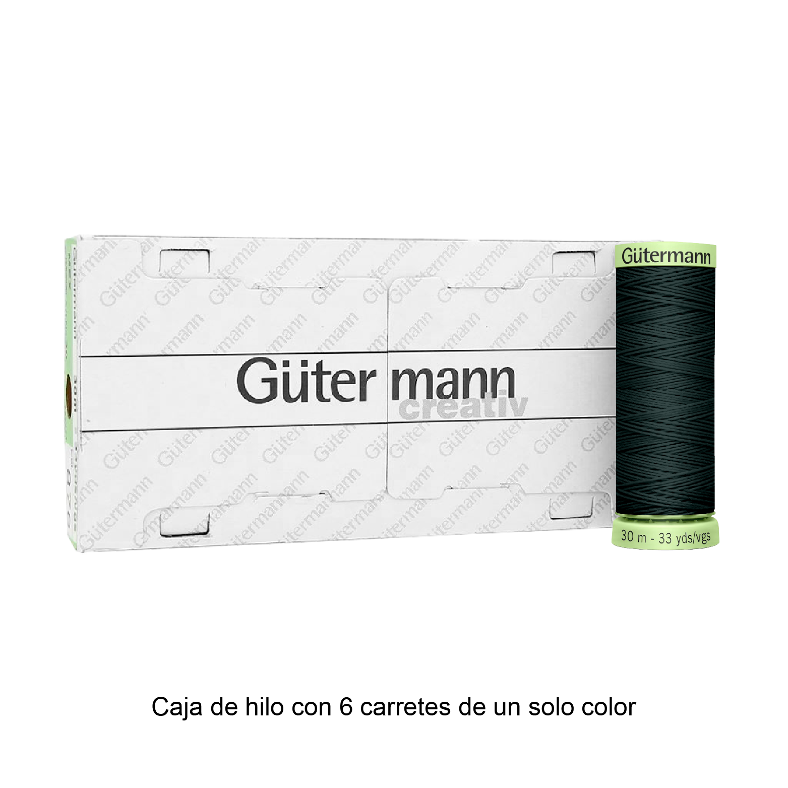 Hilo Gütermann Pespuntes de 30m caja con 6 carretes de un color