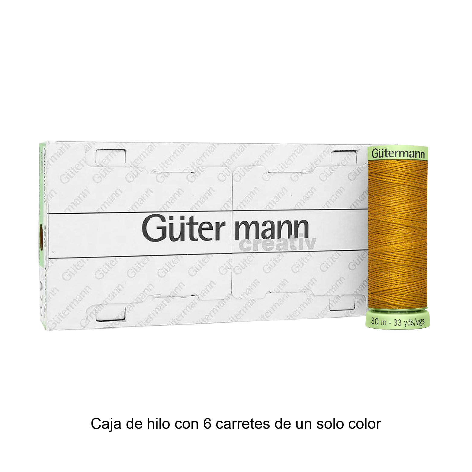 Hilo Gütermann Pespuntes de 30m caja con 6 carretes de un color