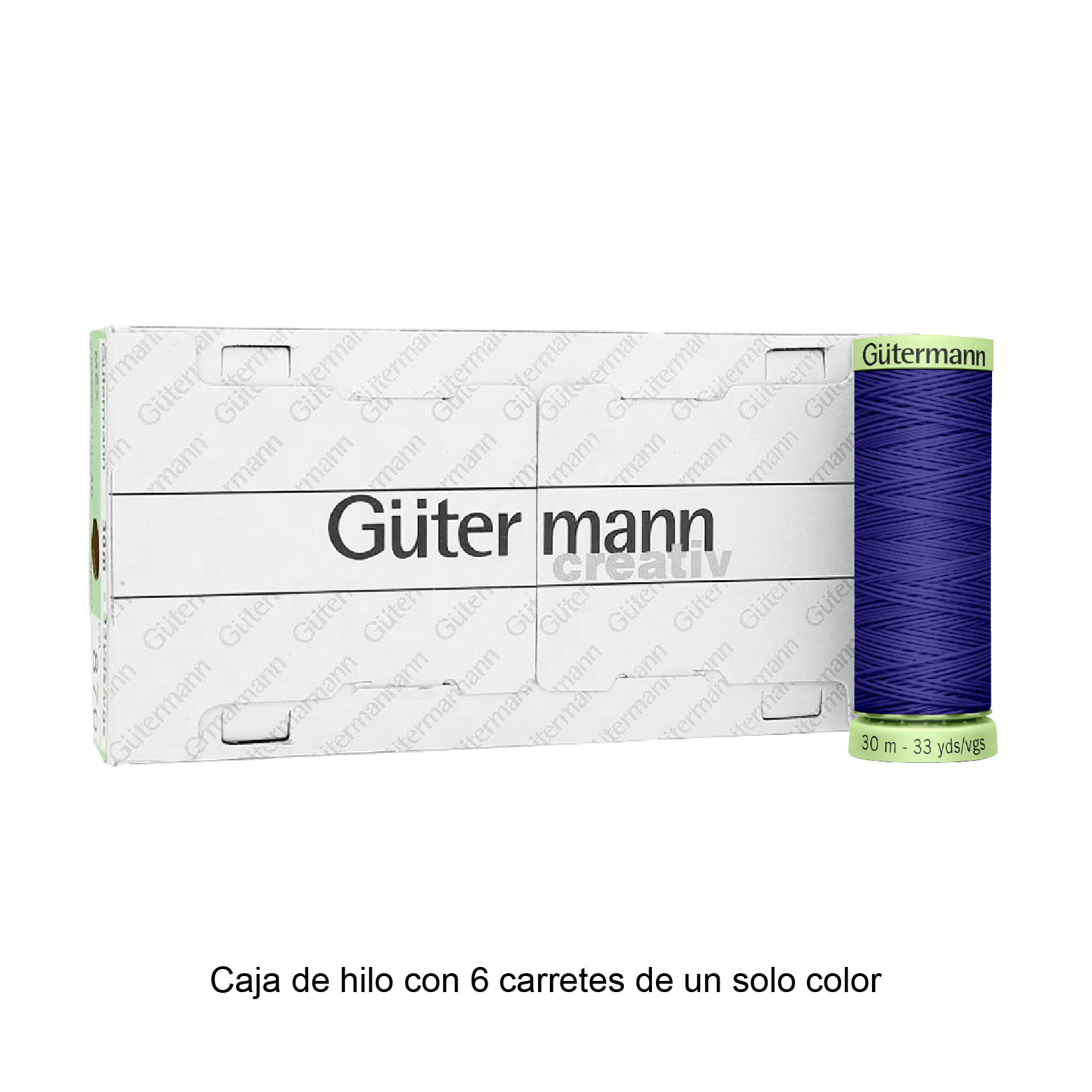 Hilo Gütermann Pespuntes de 30m caja con 6 carretes de un color