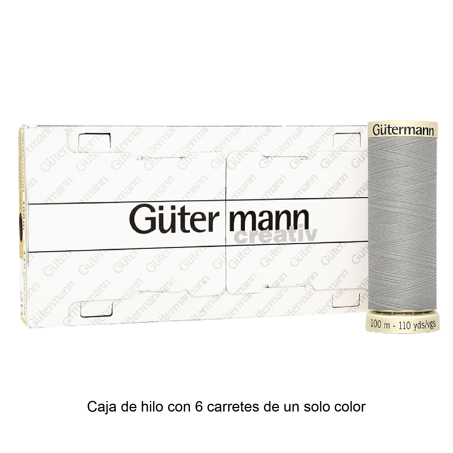 Colores Blancos y Grises del Col. 10 al 126 - Hilo Gütermann Coselotodo de 100m caja con 6 carretes de un color