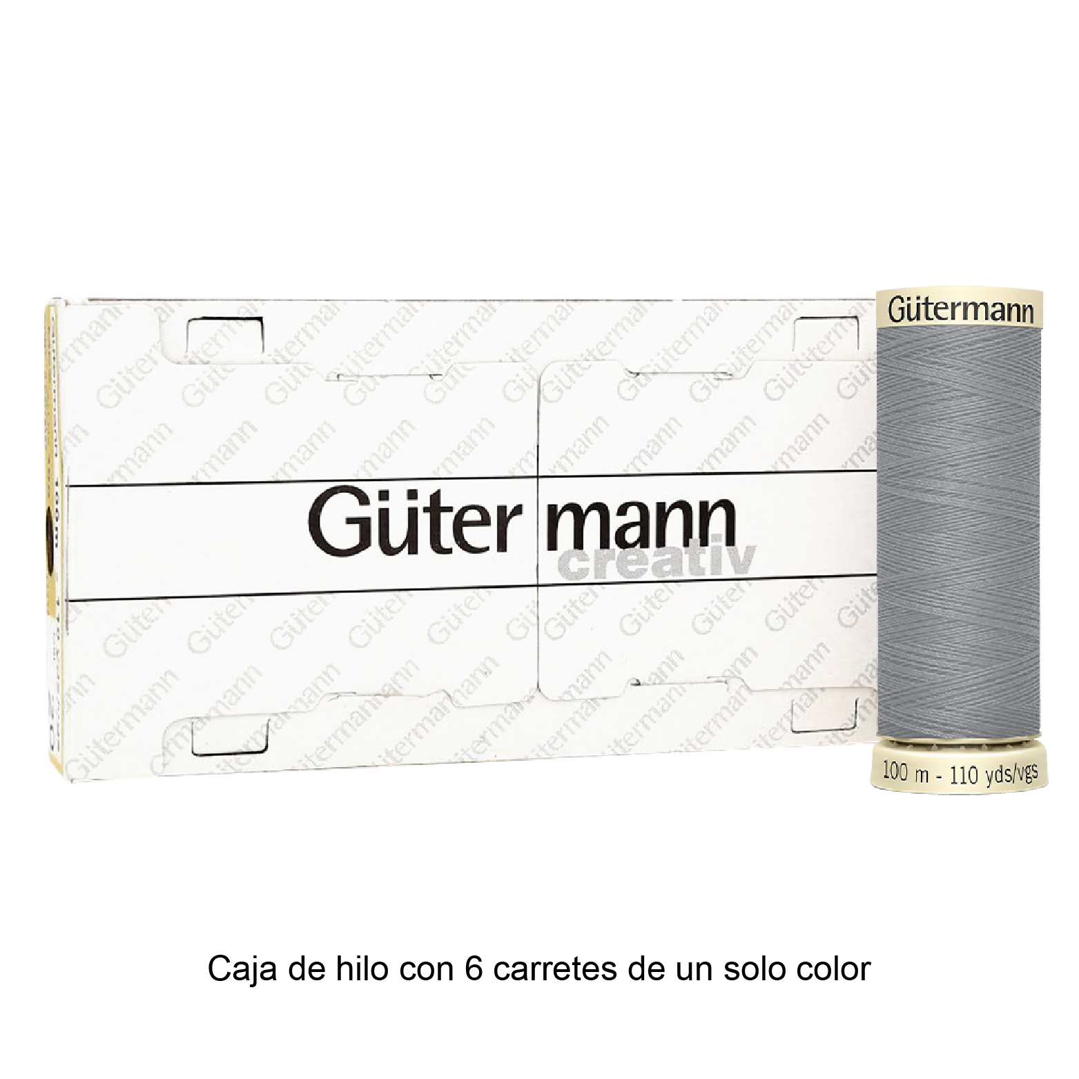 Colores Blancos y Grises del Col. 10 al 126 - Hilo Gütermann Coselotodo de 100m caja con 6 carretes de un color
