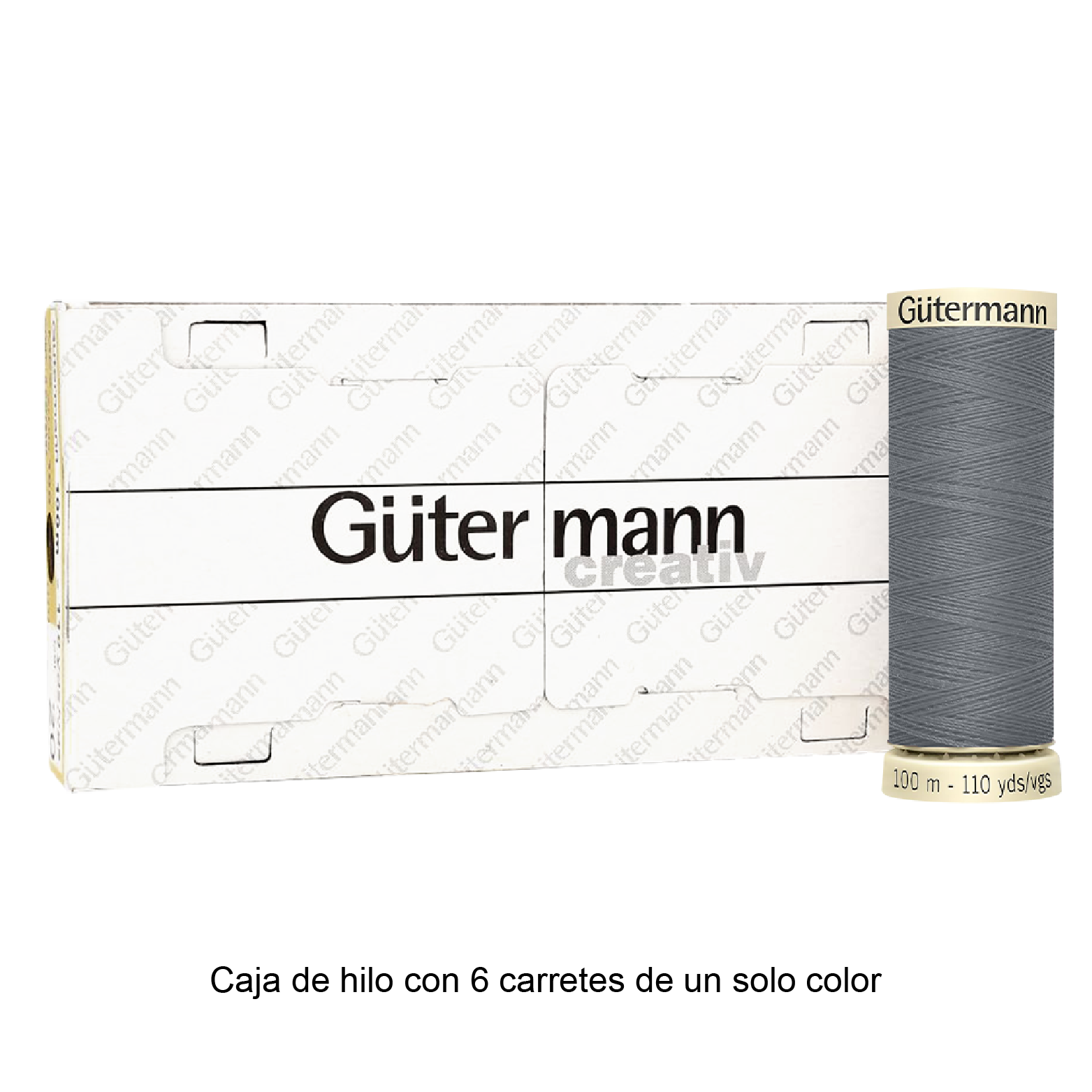 Colores Blancos y Grises del Col. 10 al 126 - Hilo Gütermann Coselotodo de 100m caja con 6 carretes de un color