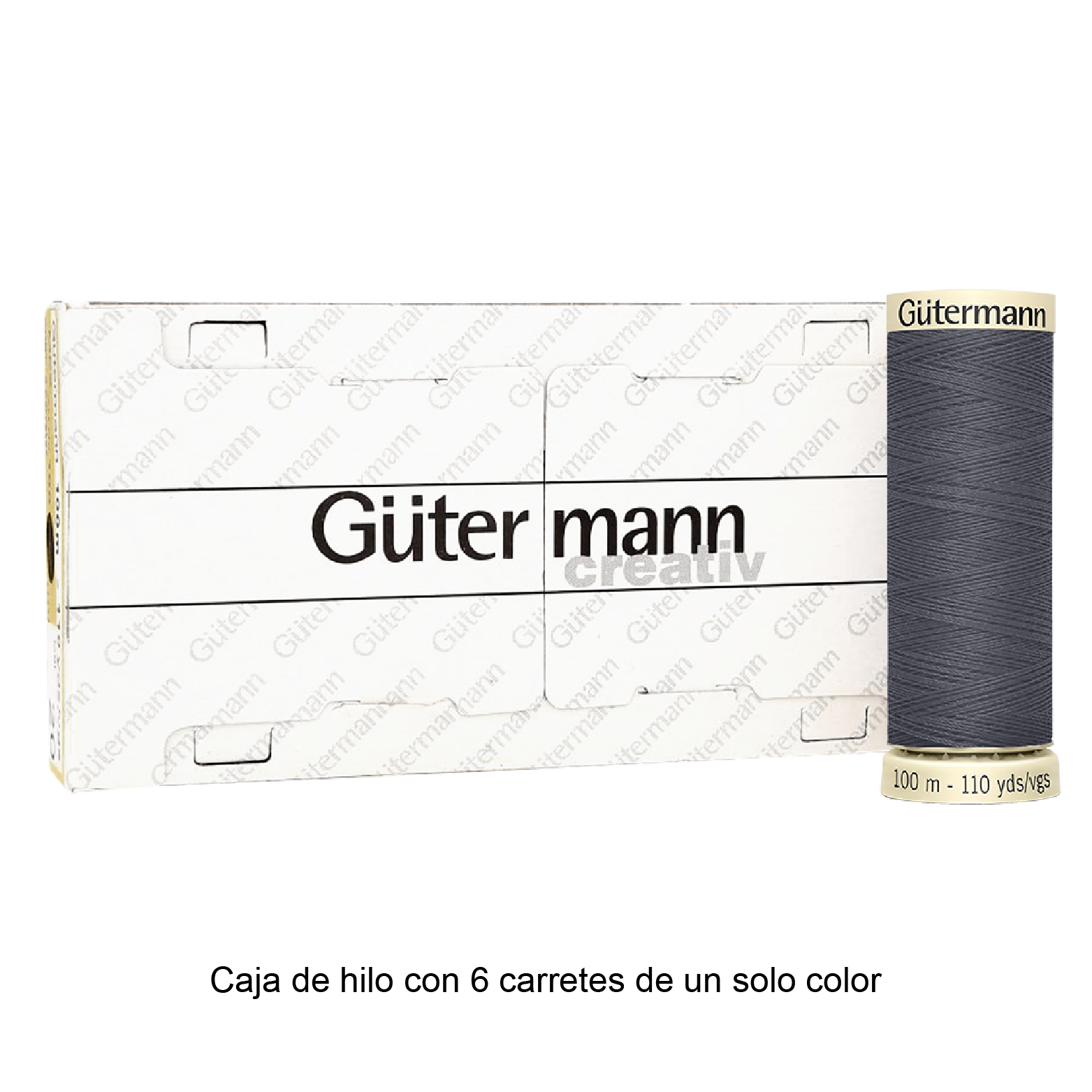 Colores Blancos y Grises del Col. 10 al 126 - Hilo Gütermann Coselotodo de 100m caja con 6 carretes de un color