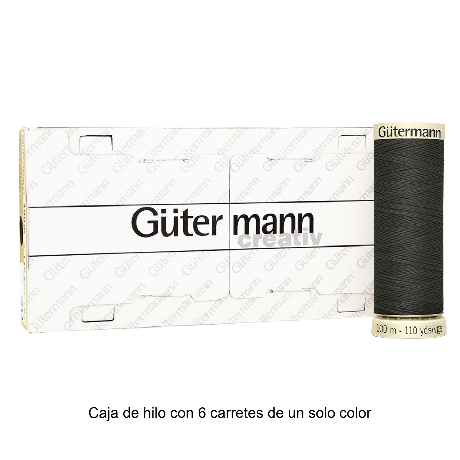 Colores Blancos y Grises del Col. 10 al 126 - Hilo Gütermann Coselotodo de 100m caja con 6 carretes de un color