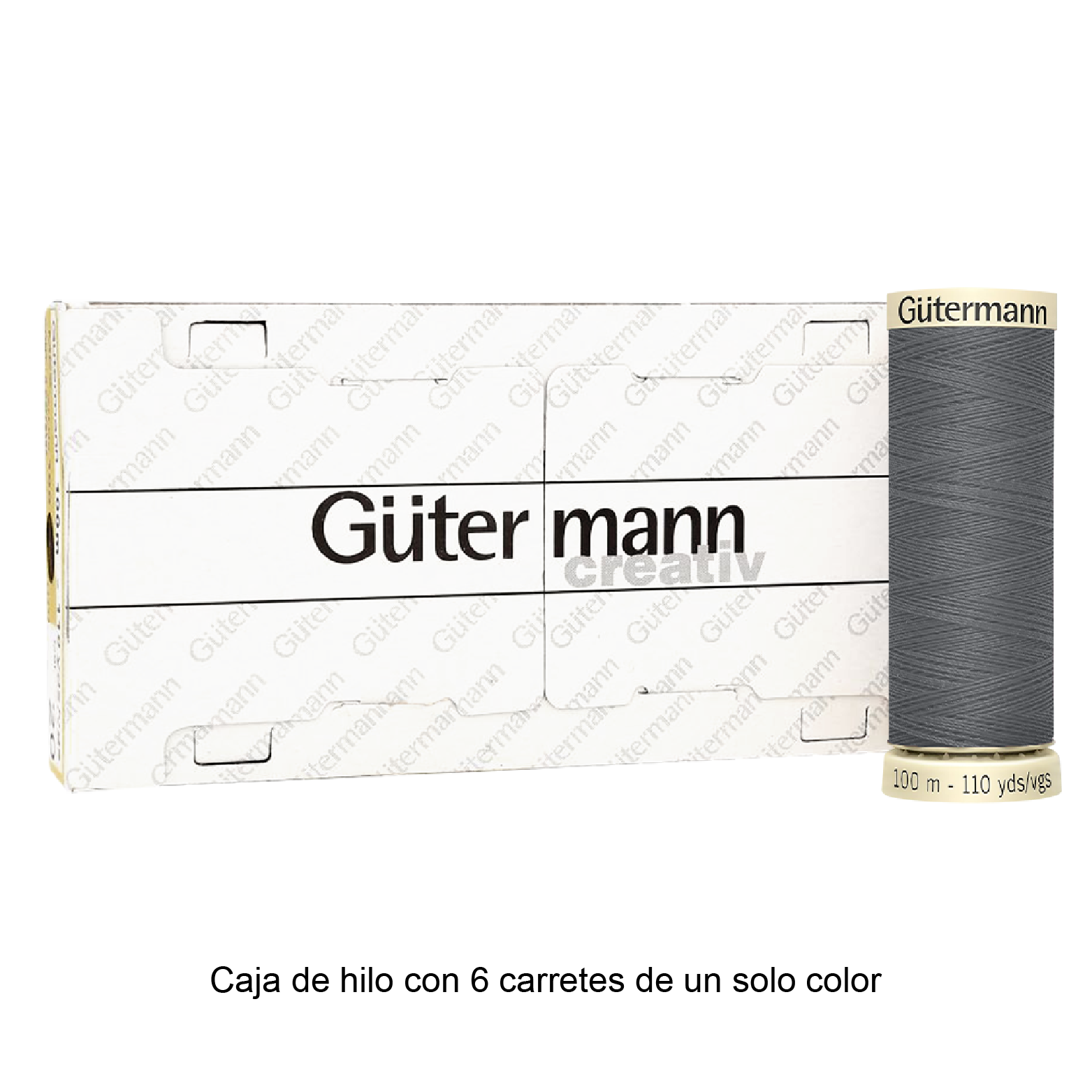 Colores Blancos y Grises del Col. 10 al 126 - Hilo Gütermann Coselotodo de 100m caja con 6 carretes de un color