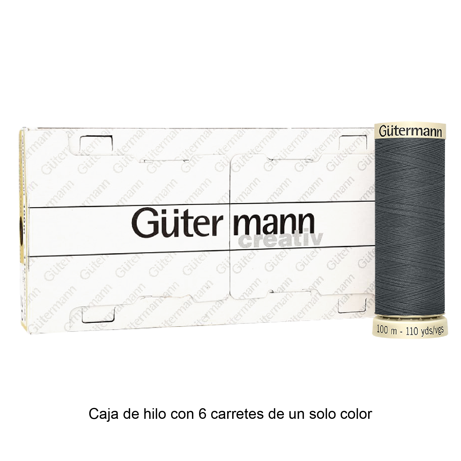 Colores Blancos y Grises del Col. 10 al 126 - Hilo Gütermann Coselotodo de 100m caja con 6 carretes de un color