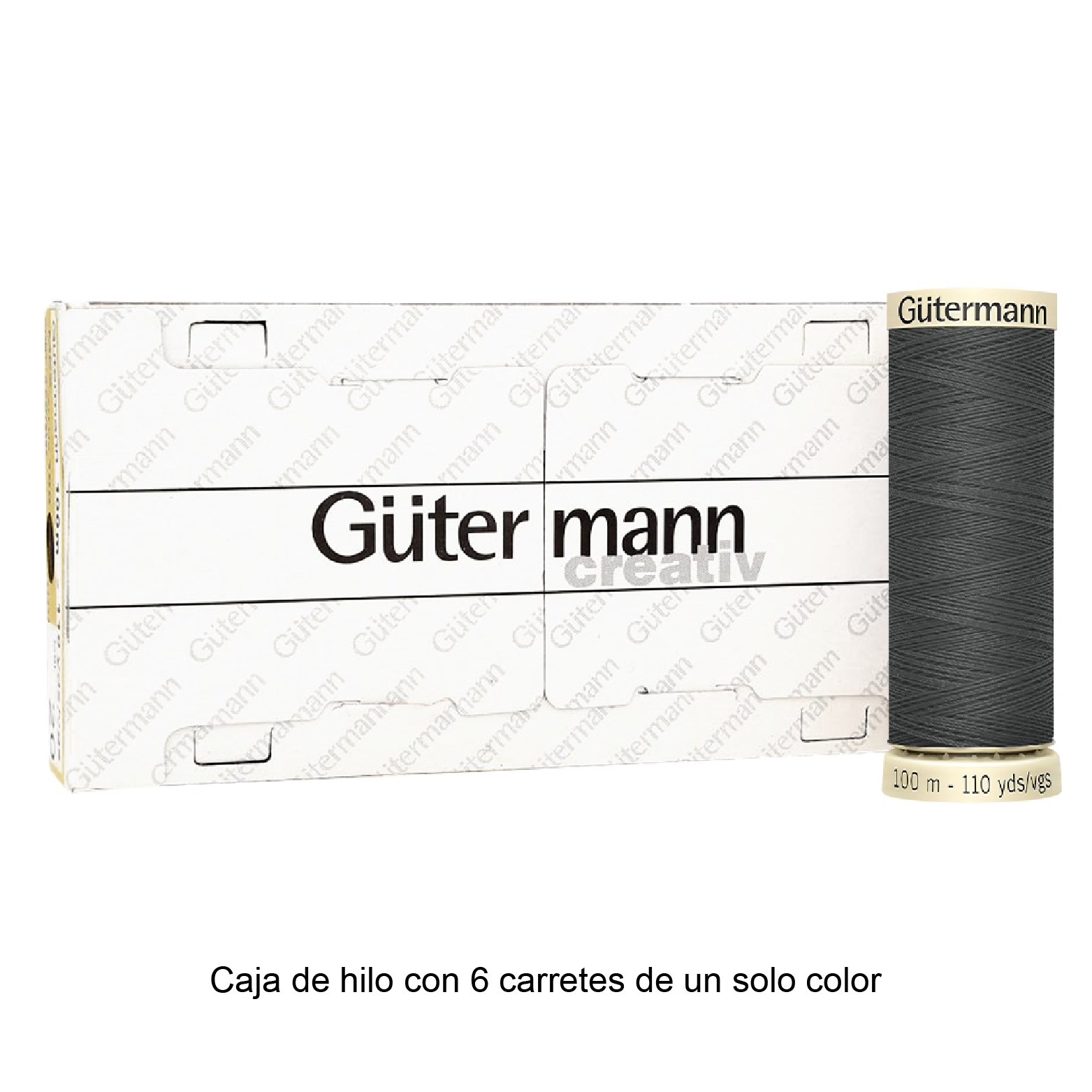 Colores Blancos y Grises del Col. 10 al 126 - Hilo Gütermann Coselotodo de 100m caja con 6 carretes de un color