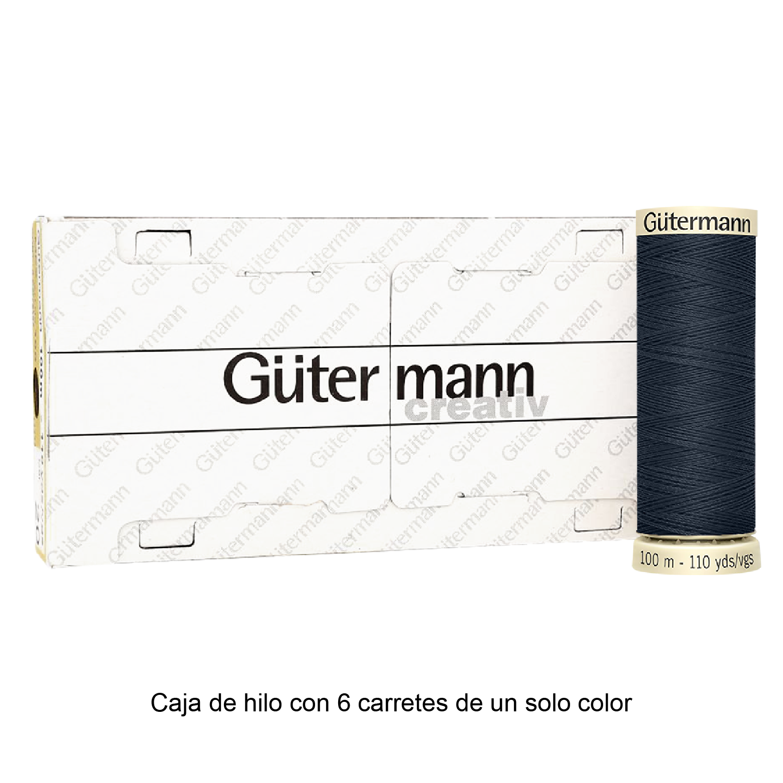 Colores Blancos y Grises del Col. 10 al 126 - Hilo Gütermann Coselotodo de 100m caja con 6 carretes de un color