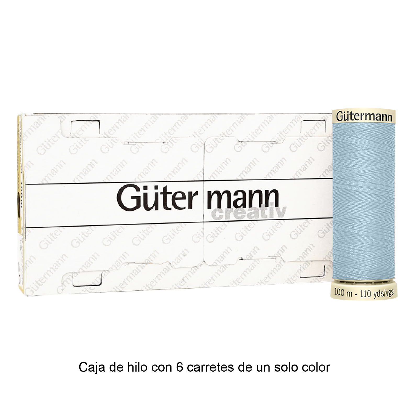 Colores Azules del Col. 203 al 280 - Hilo Gütermann Coselotodo de 100m caja con 6 carretes de un color