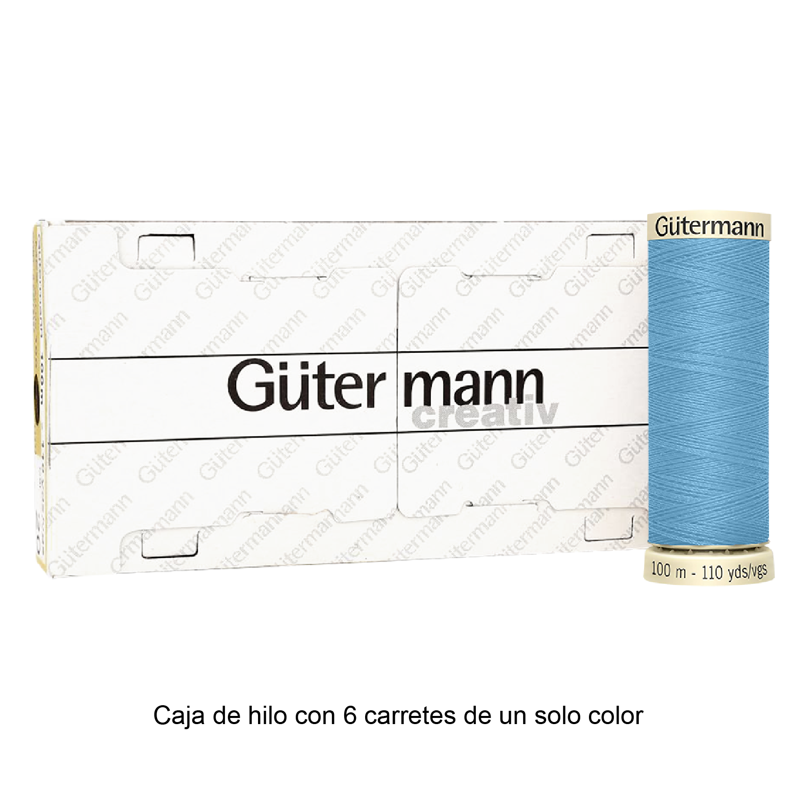 Colores Azules del Col. 203 al 280 - Hilo Gütermann Coselotodo de 100m caja con 6 carretes de un color
