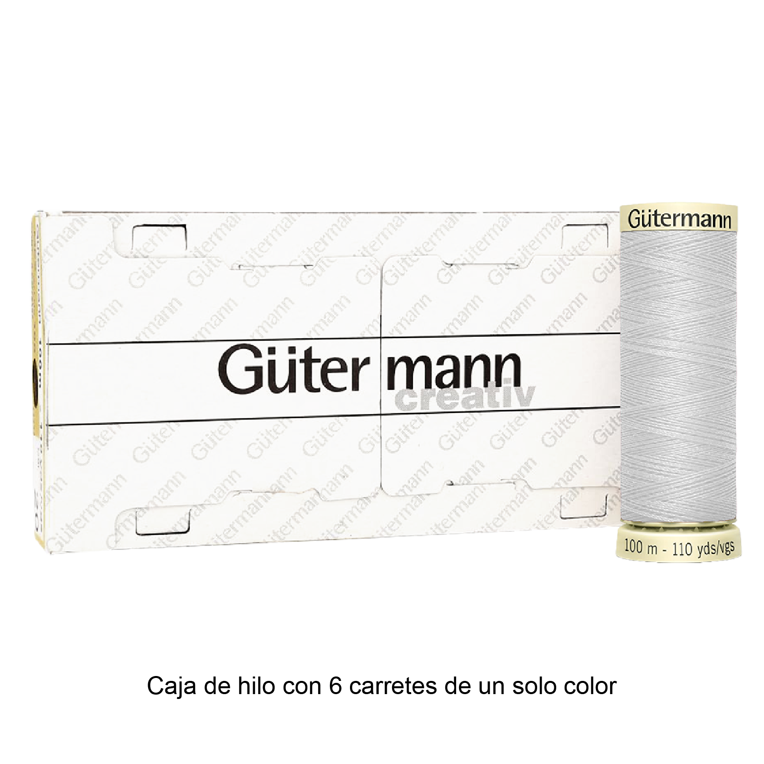 Colores Blancos y Grises del Col. 10 al 126 - Hilo Gütermann Coselotodo de 100m caja con 6 carretes de un color