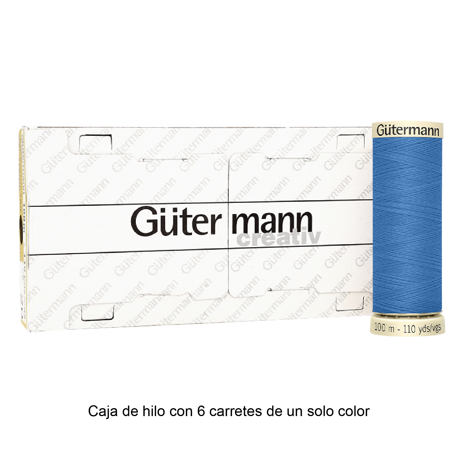 Colores Azules del Col. 203 al 280 - Hilo Gütermann Coselotodo de 100m caja con 6 carretes de un color