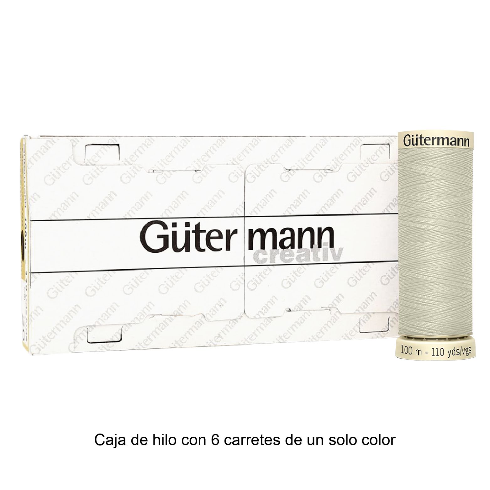 Colores Blancos y Grises del Col. 10 al 126 - Hilo Gütermann Coselotodo de 100m caja con 6 carretes de un color