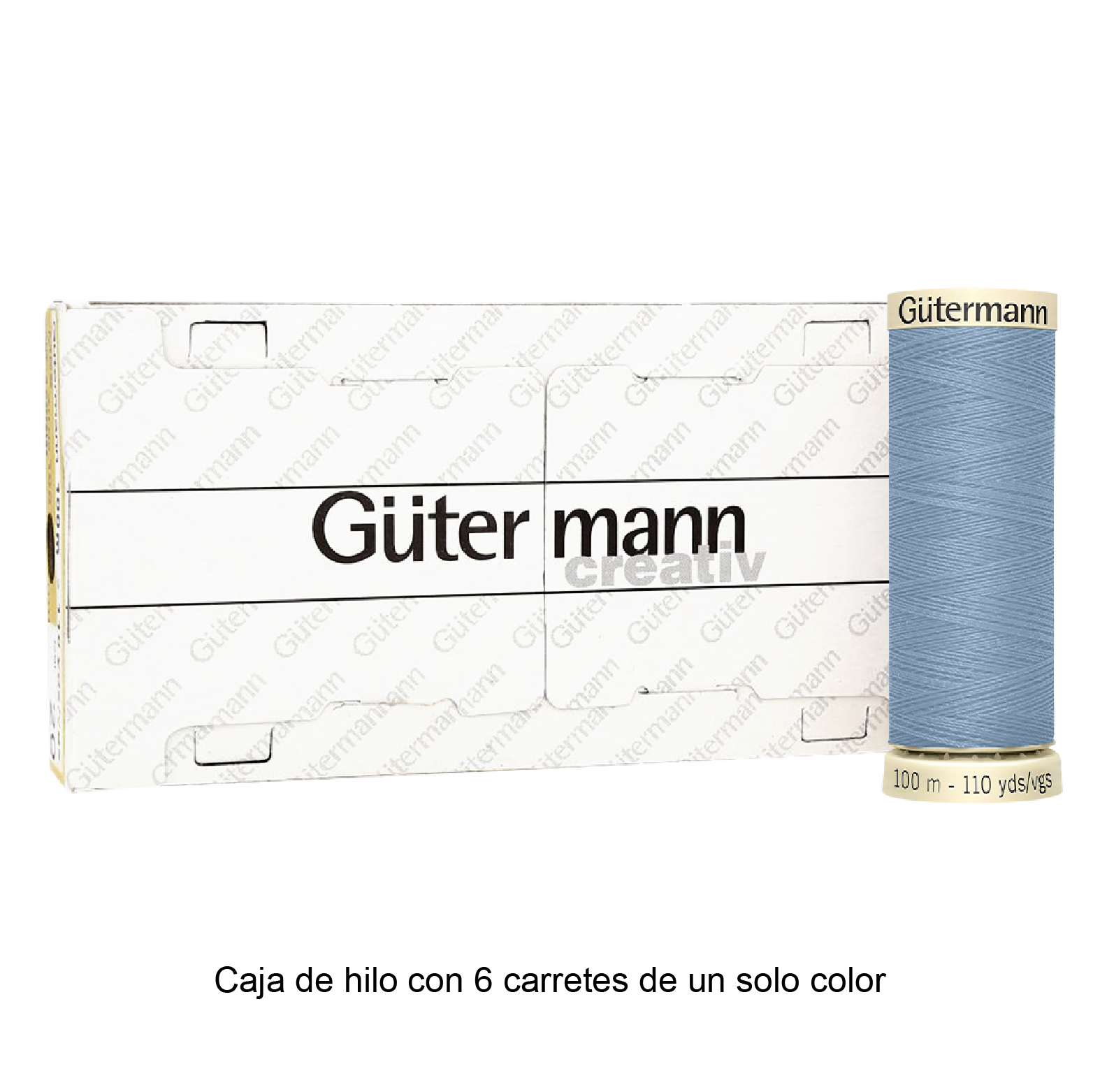 Colores Azules del Col. 203 al 280 - Hilo Gütermann Coselotodo de 100m caja con 6 carretes de un color