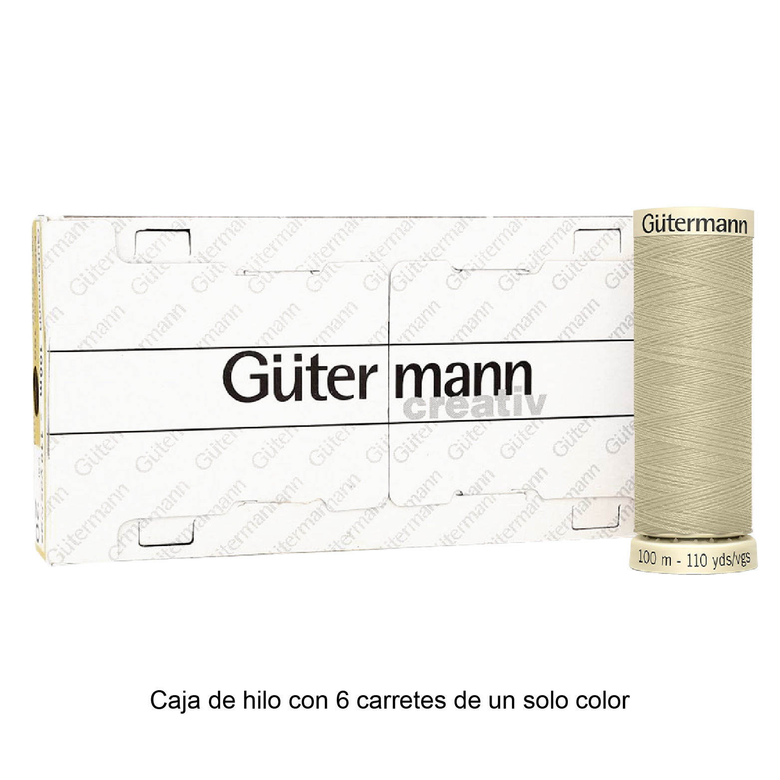 Colores Blancos y Grises del Col. 10 al 126 - Hilo Gütermann Coselotodo de 100m caja con 6 carretes de un color