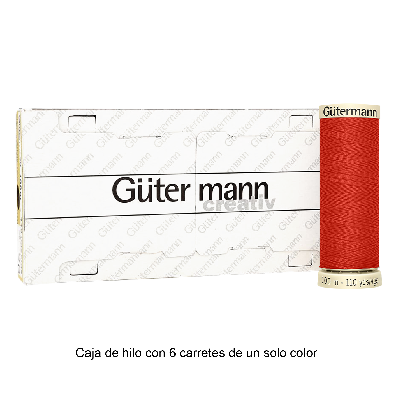 Colores Rojos y Naranjas del Col. 347 al 476 - Hilo Gütermann Coselotodo de 100m caja con 6 carretes de un color