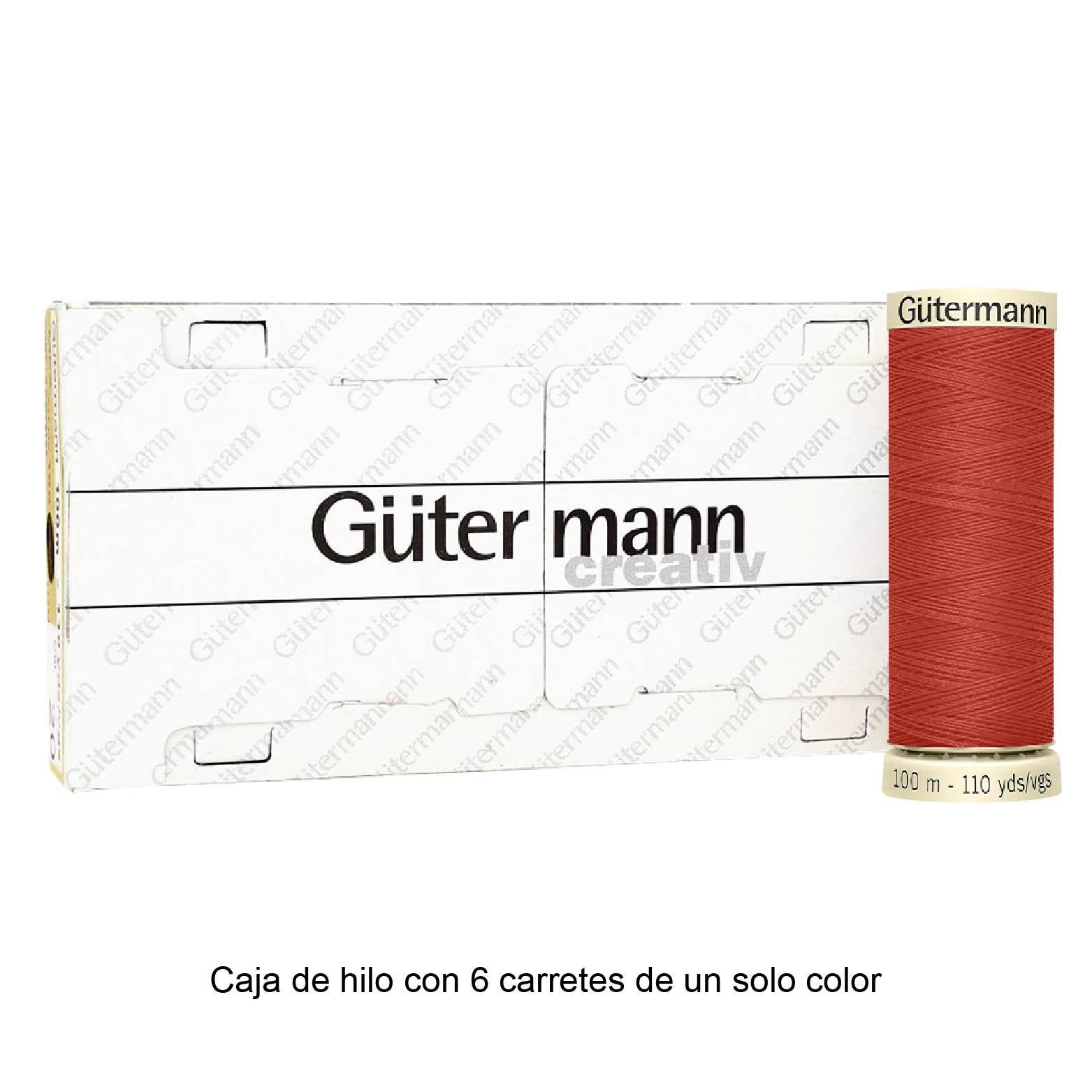 Colores Rojos y Naranjas del Col. 347 al 476 - Hilo Gütermann Coselotodo de 100m caja con 6 carretes de un color