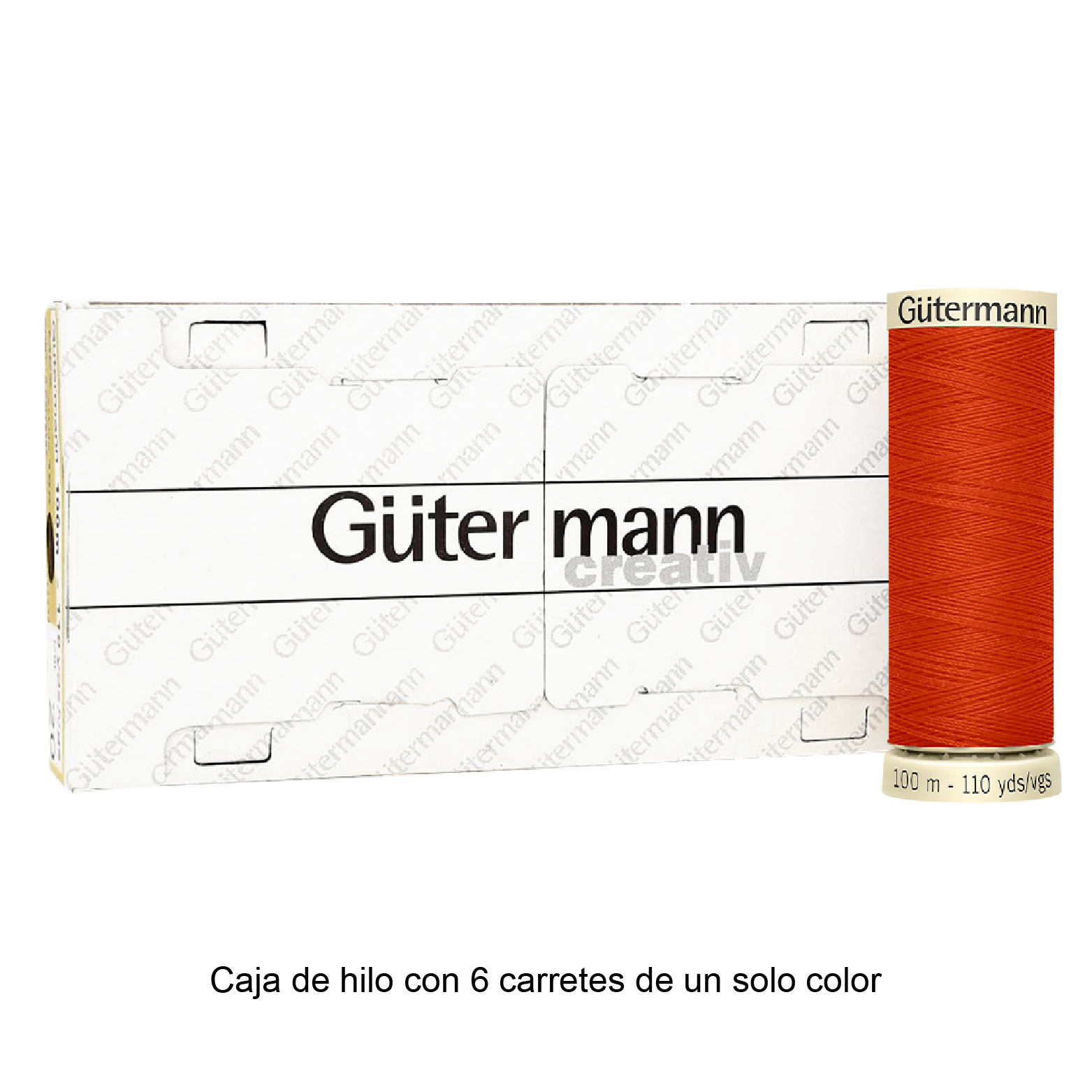 Colores Rojos y Naranjas del Col. 347 al 476 - Hilo Gütermann Coselotodo de 100m caja con 6 carretes de un color