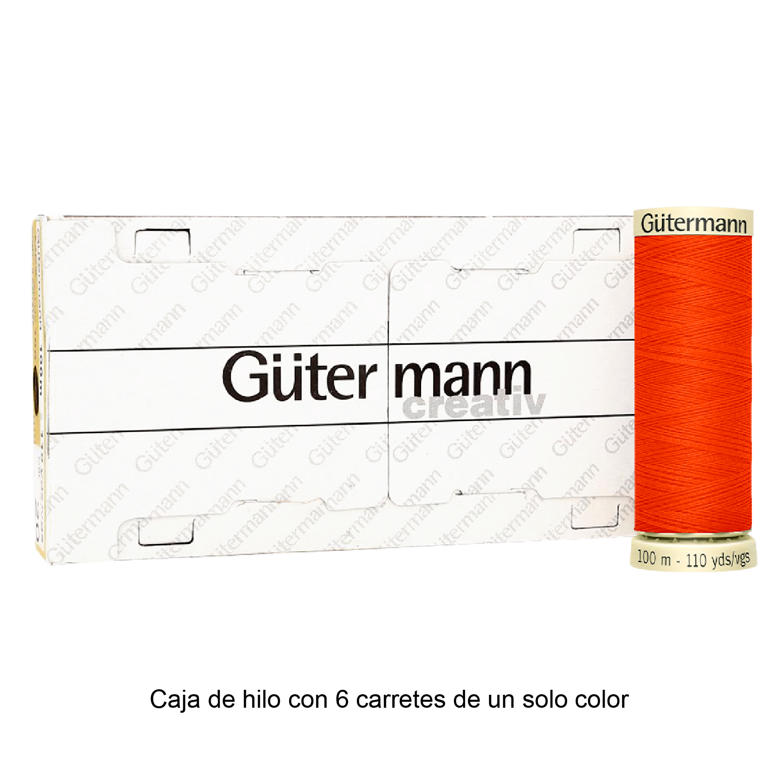 Colores Rojos y Naranjas del Col. 347 al 476 - Hilo Gütermann Coselotodo de 100m caja con 6 carretes de un color