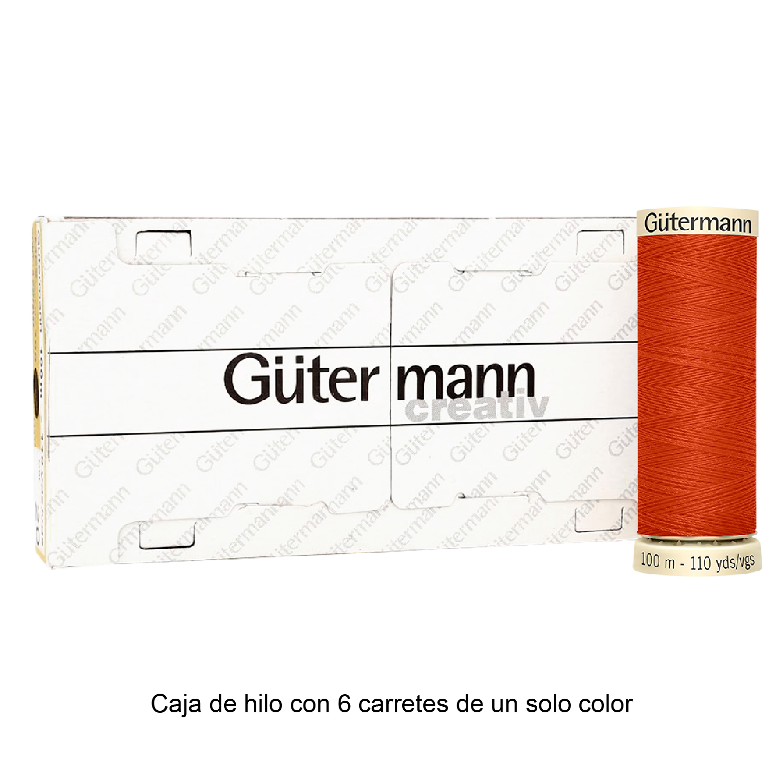 Colores Rojos y Naranjas del Col. 347 al 476 - Hilo Gütermann Coselotodo de 100m caja con 6 carretes de un color