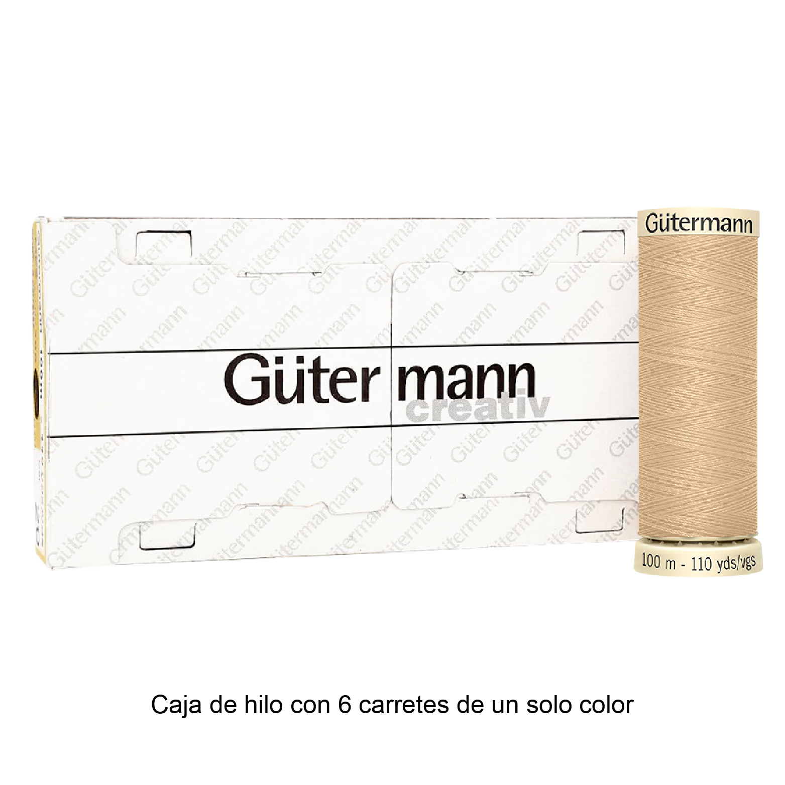 Colores Beige del Col. 500 al 551 - Hilo Gütermann Coselotodo de 100m caja con 6 carretes de un color