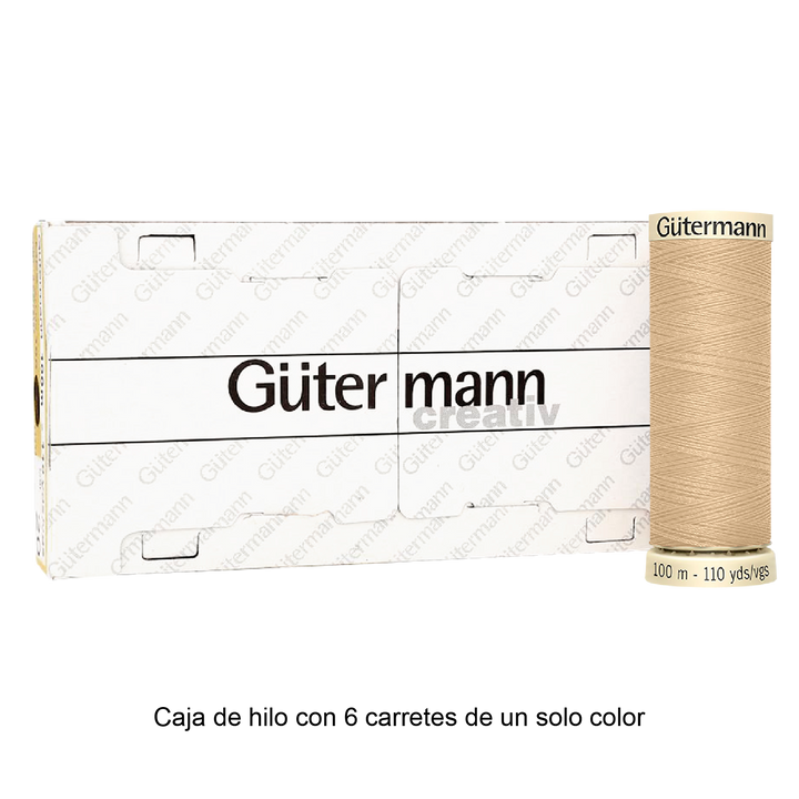 Colores Beige del Col. 500 al 551 - Hilo Gütermann Coselotodo de 100m caja con 6 carretes de un color