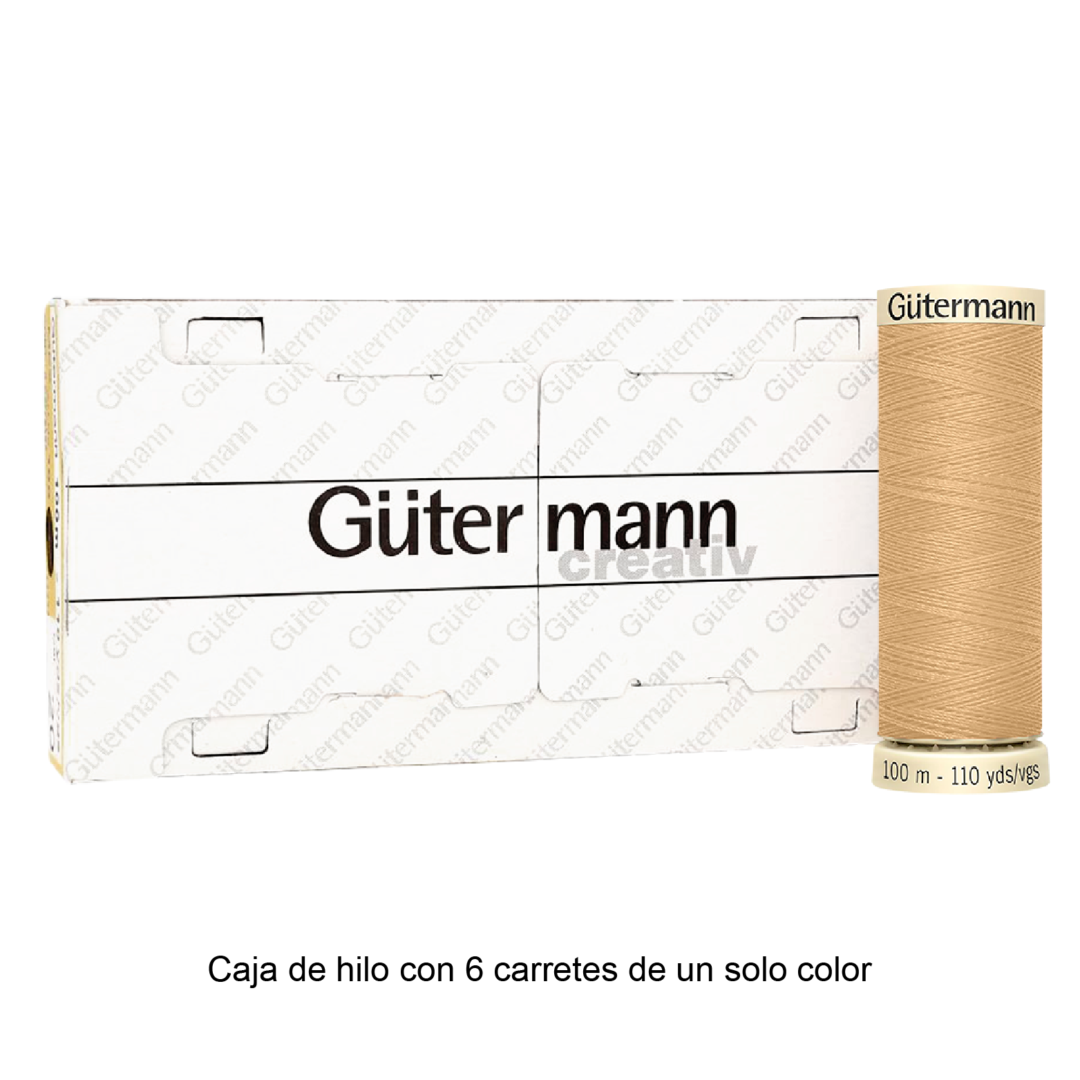 Colores Beige del Col. 500 al 551 - Hilo Gütermann Coselotodo de 100m caja con 6 carretes de un color