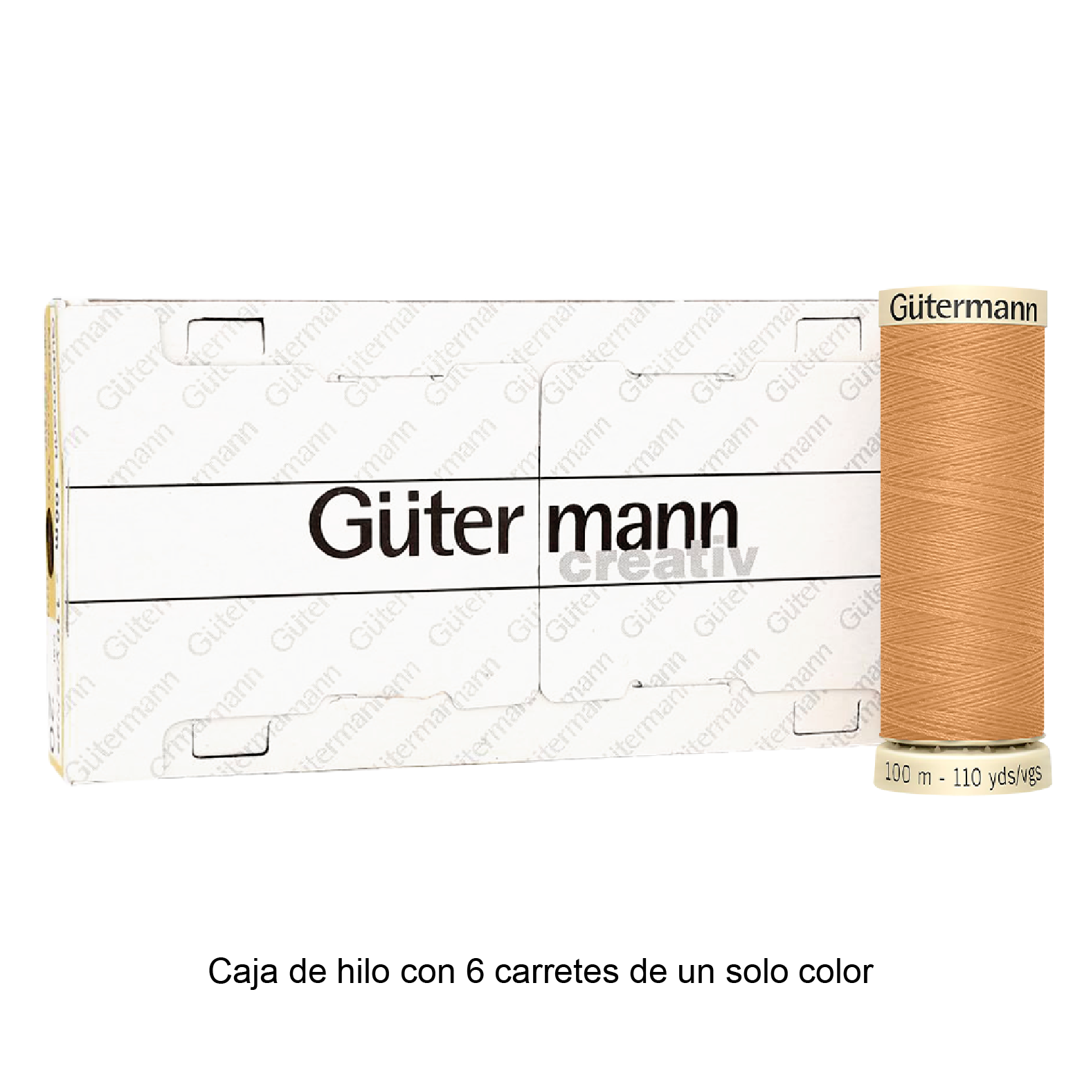 Colores Beige del Col. 500 al 551 - Hilo Gütermann Coselotodo de 100m caja con 6 carretes de un color