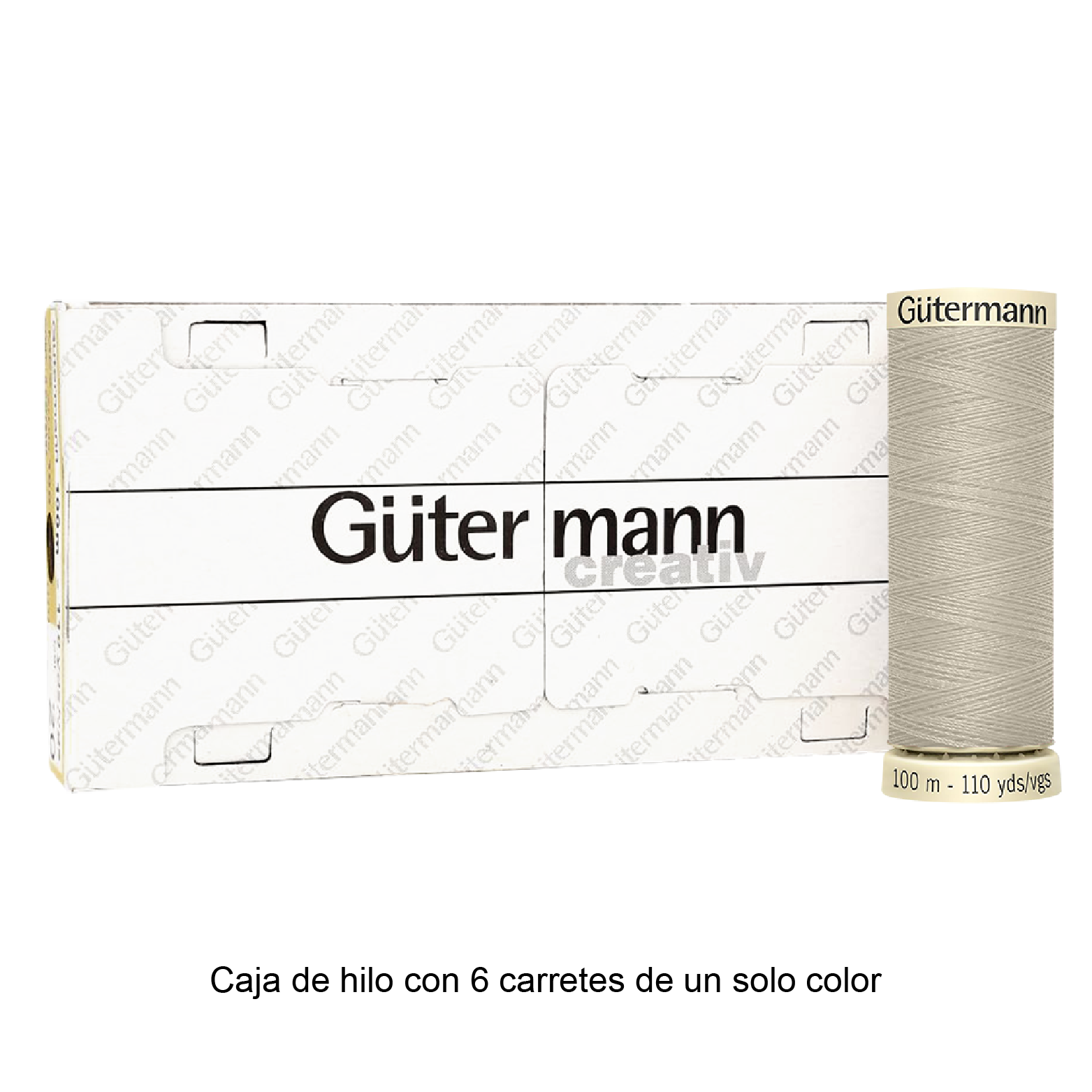 Colores Beige del Col. 500 al 551 - Hilo Gütermann Coselotodo de 100m caja con 6 carretes de un color