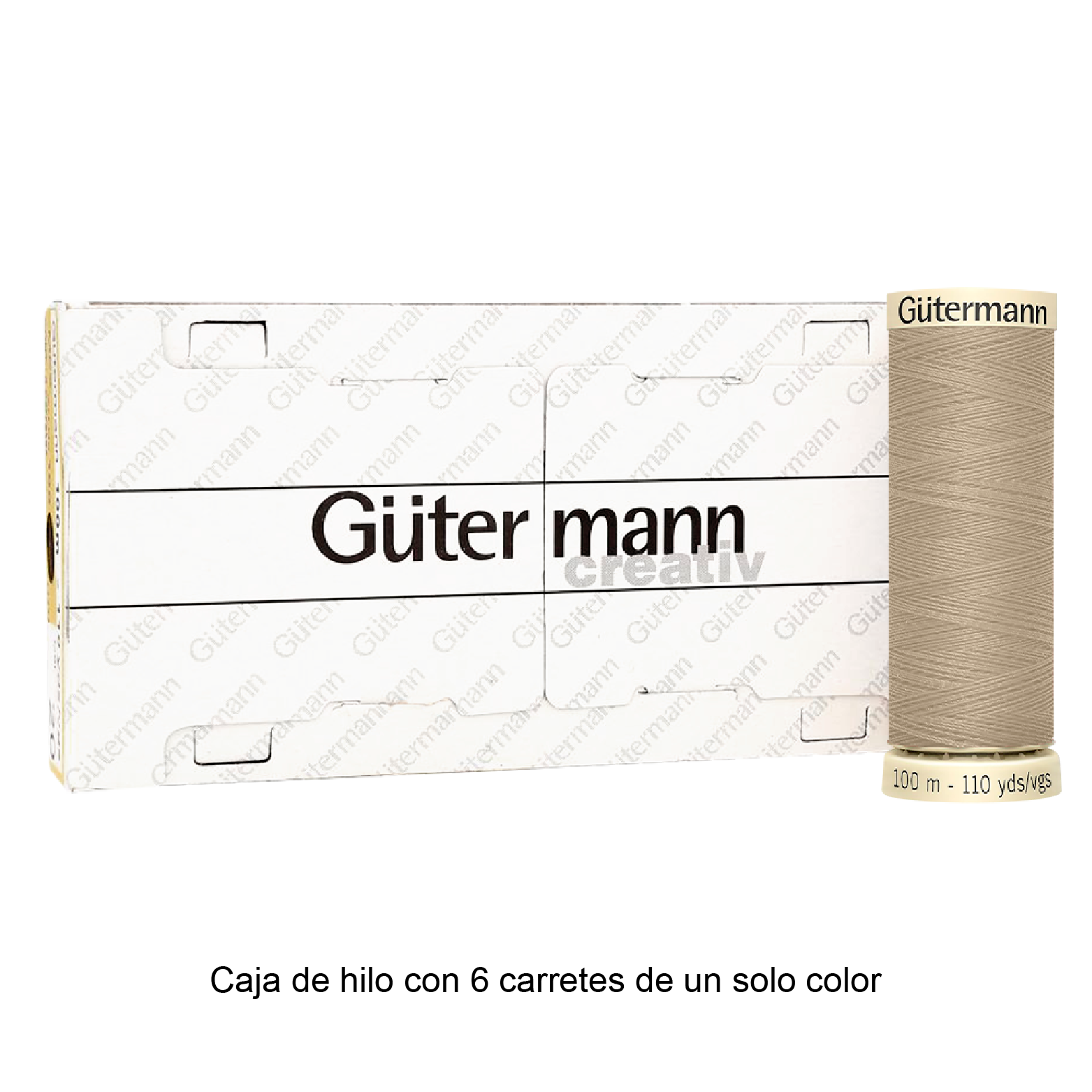 Colores Beige del Col. 500 al 551 - Hilo Gütermann Coselotodo de 100m caja con 6 carretes de un color