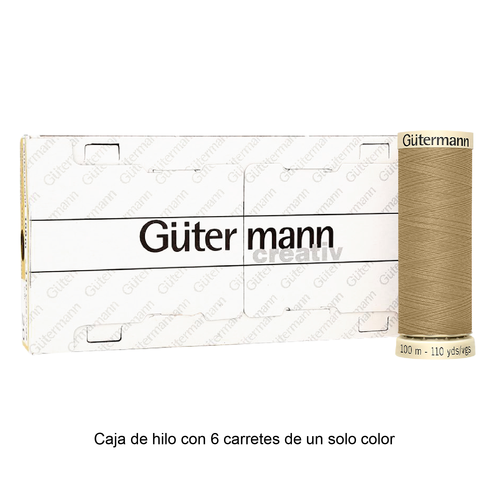 Colores Beige del Col. 500 al 551 - Hilo Gütermann Coselotodo de 100m caja con 6 carretes de un color